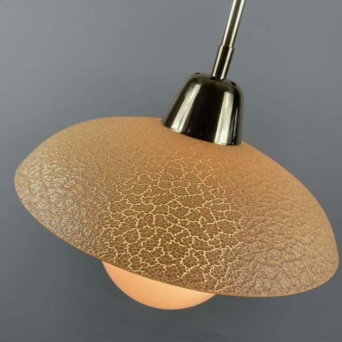 437.0 Cream Textured Glass And Brass Pendants, Sweden 1940s To 1950s photo
