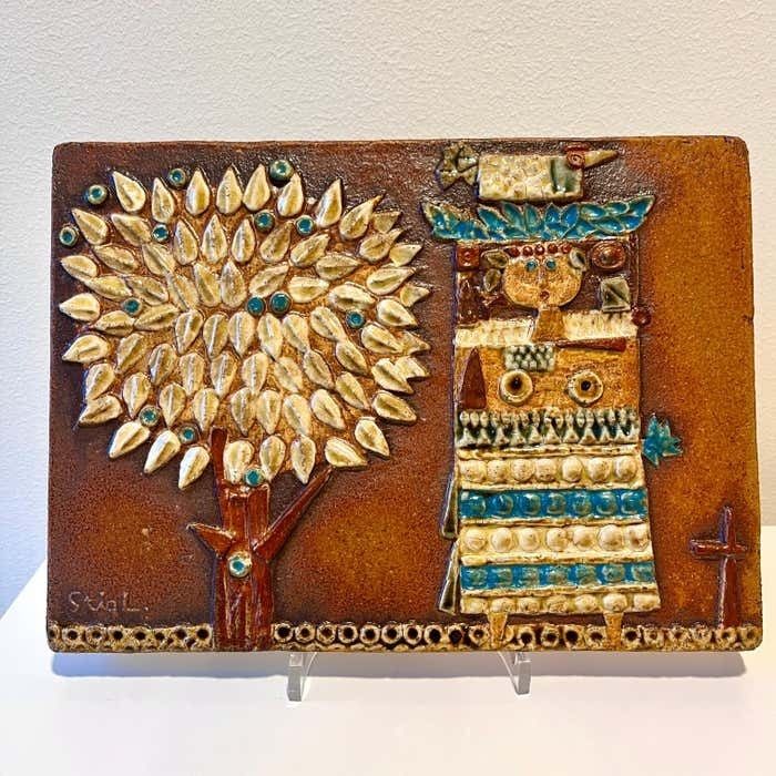 Rare Stoneware Wall Plaque By Stig Lindberg For Gustavsberg, Swedish Modern photo furniture