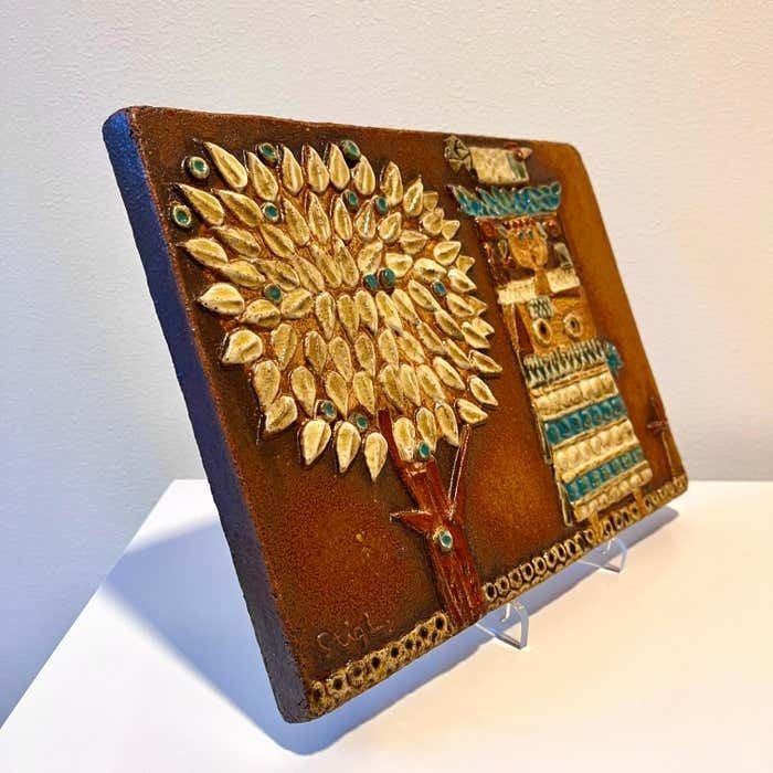 Rare Stoneware Wall Plaque By Stig Lindberg For Gustavsberg, Swedish Modern photo 1602.0