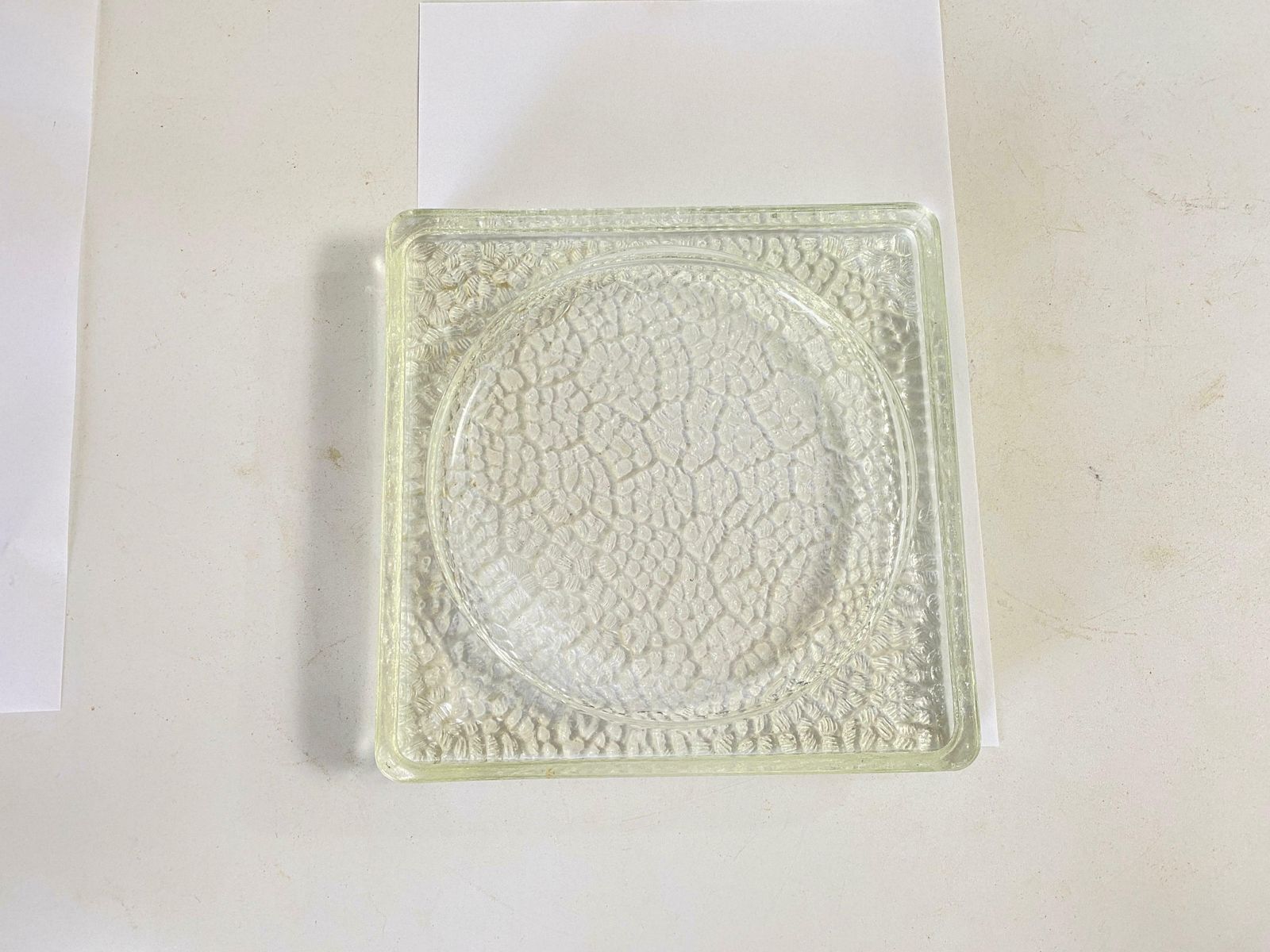 photo furniture Large Vide Poche Or Ashtray In Glass, Geometrical Patterns France, Circa 1970