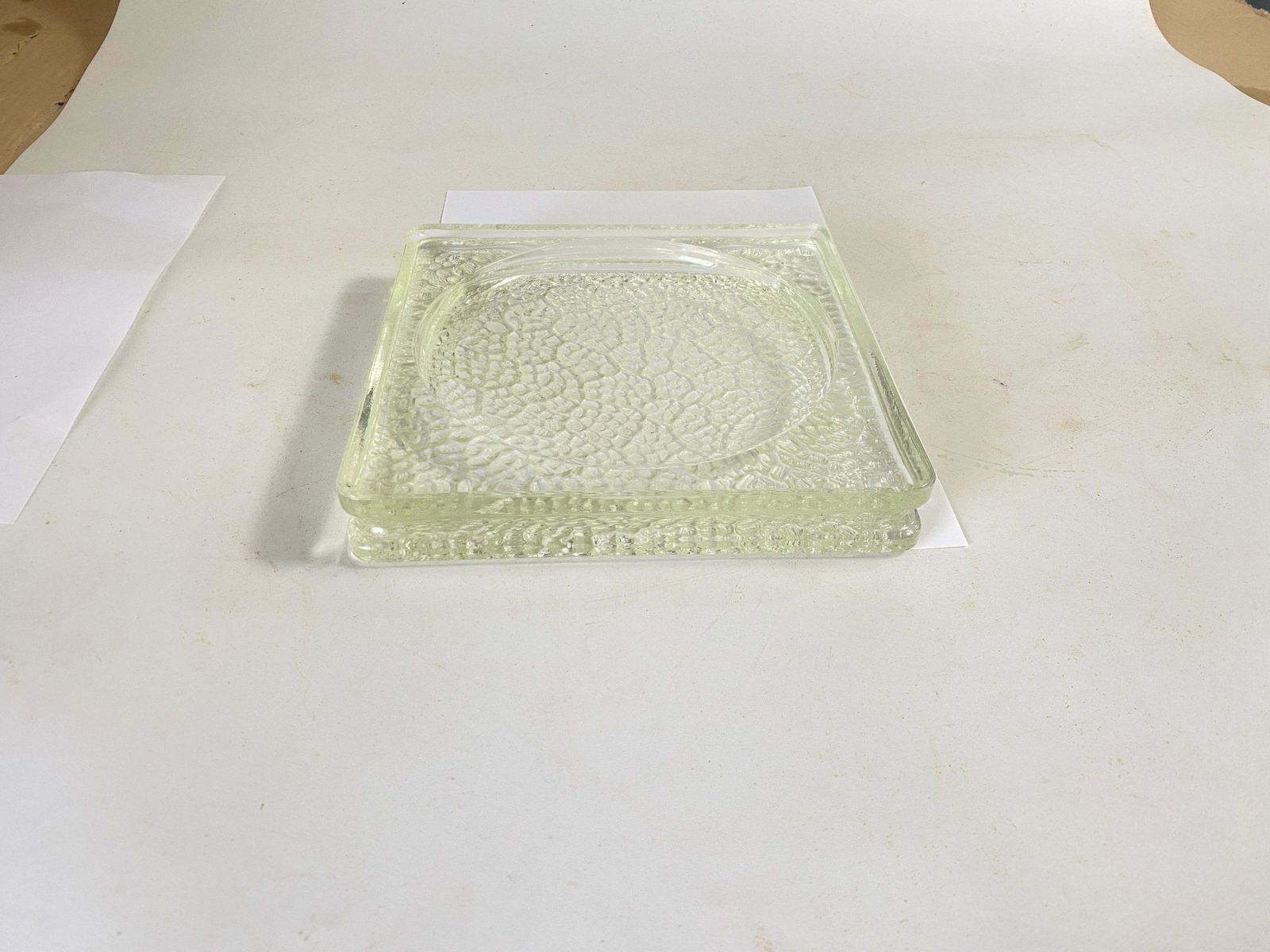 photo for sale Large Vide Poche Or Ashtray In Glass, Geometrical Patterns France, Circa 1970