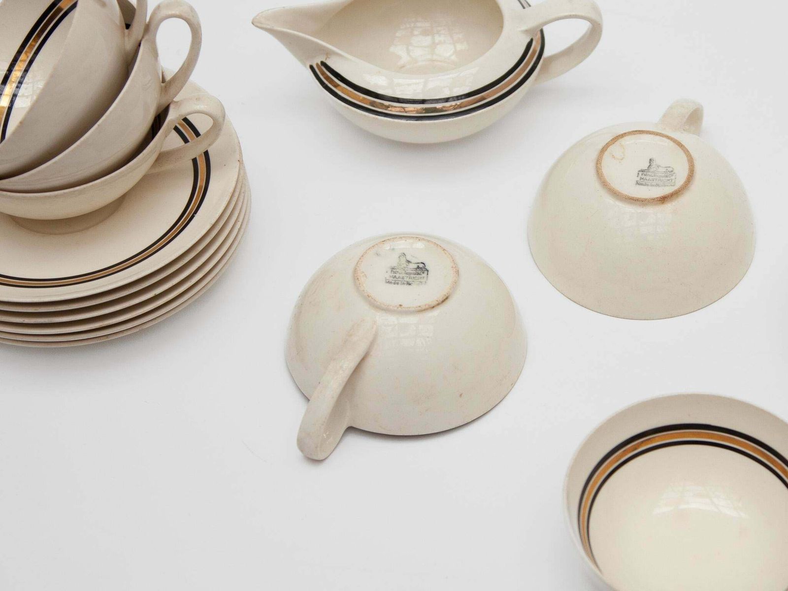 photo vinterior Edmond Bellefroid Tea Set By Petrus Regout Maastricht, Bauhaus, Dutch Art Deco