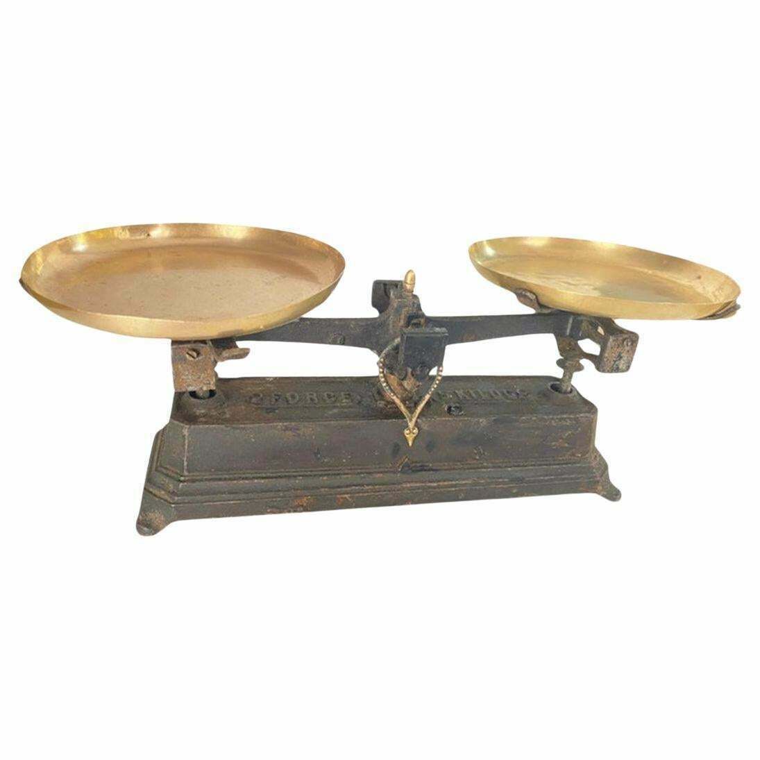 Antiques French Scale, France 19th Century. Wrought Iron And Brass.
