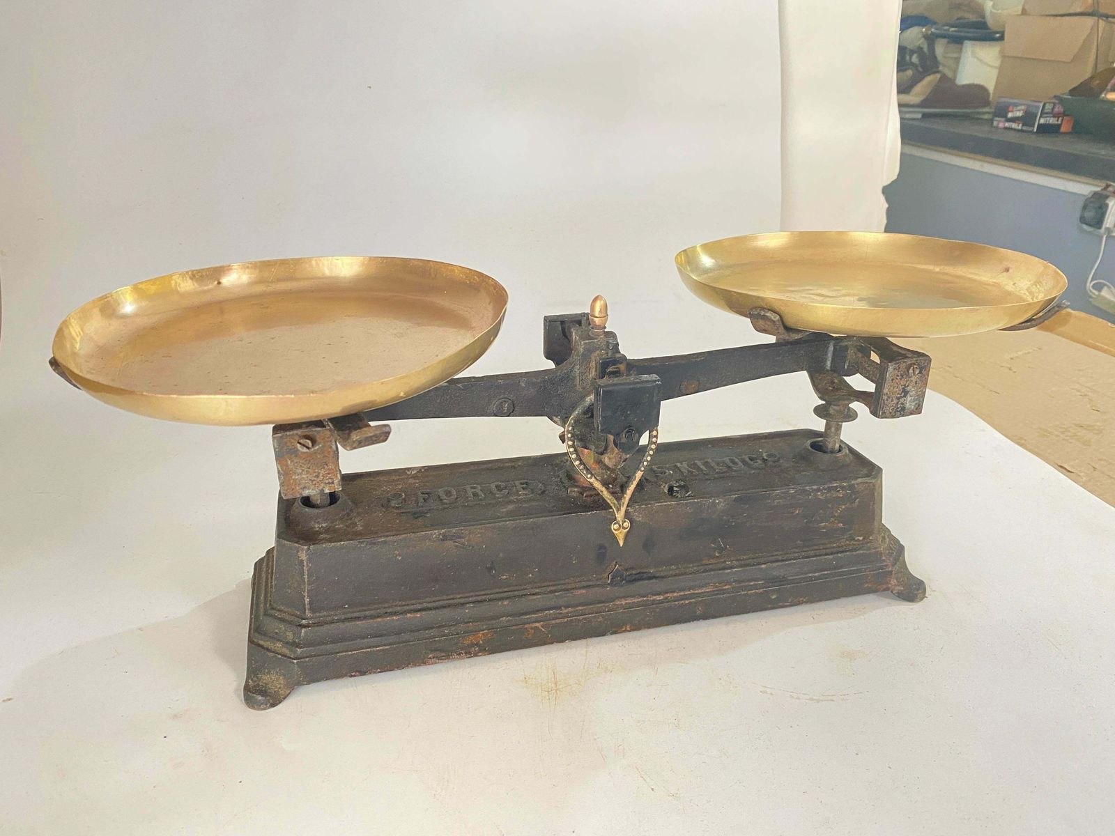 photo furniture Antiques French Scale, France 19th Century. Wrought Iron And Brass.