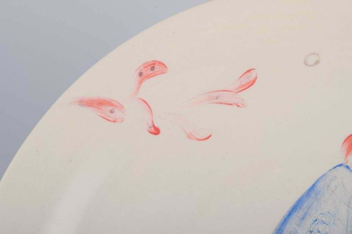 Stig Lindberg, Gustavsberg. "Löja" Plate. Hand Painted With A Fish Motif, 1950s photo Home Decor
