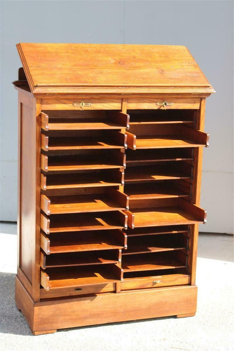 Rare Art Nouveau Chestnut Document Cabinet 1910 Italy photo 6231.0