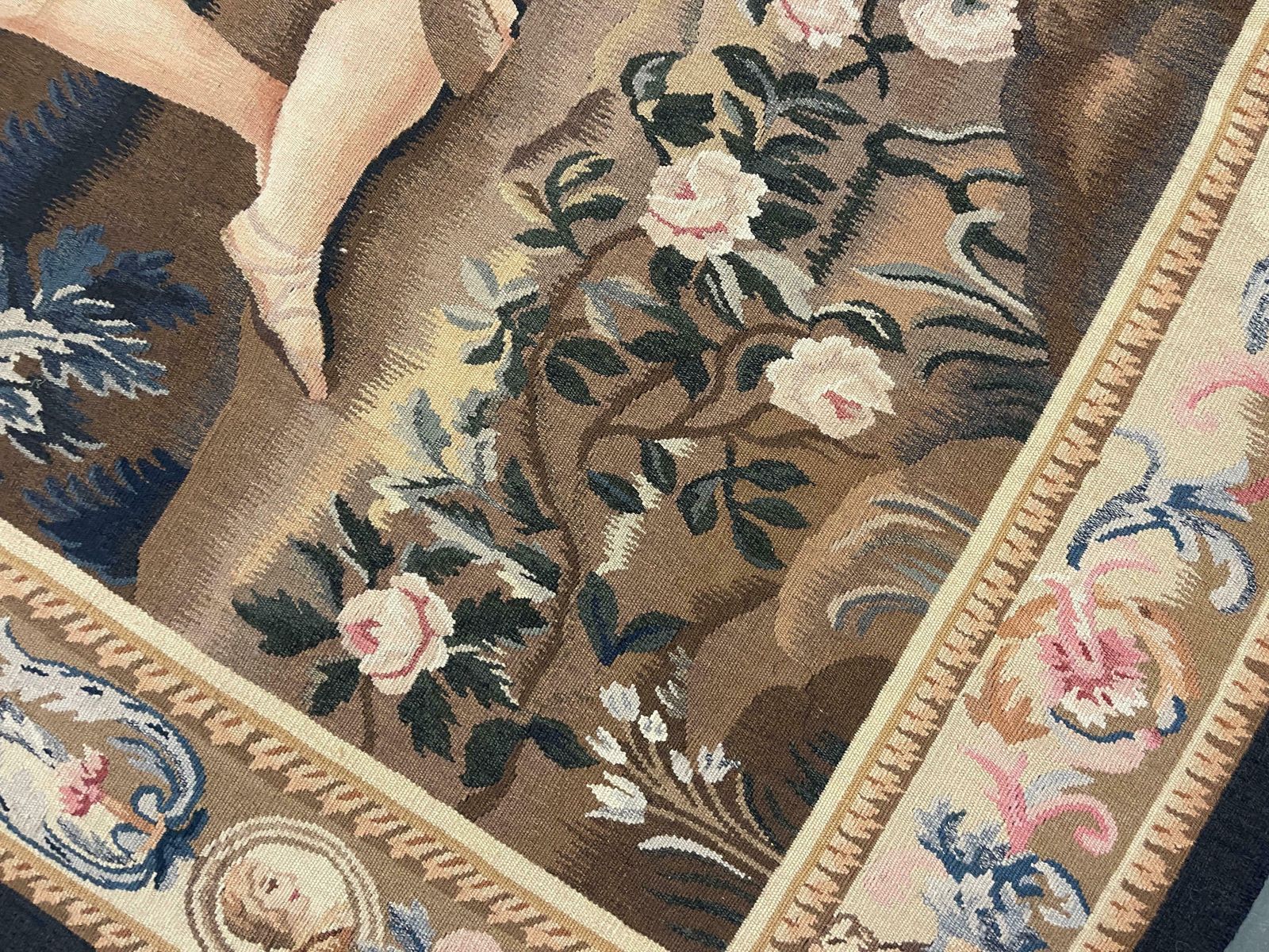 French Tapestry Carpet Wall Decoration Aubusson Rug Handwoven Wool Pictorial Rug photo Textiles