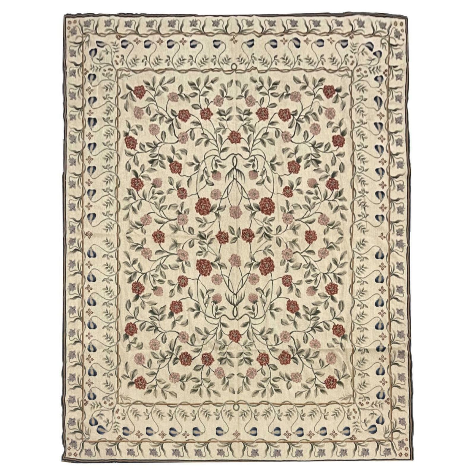 Flat Weave Rug Ivory Handwoven Carpet Floral Livingroom Rugs For Sale Home Decor