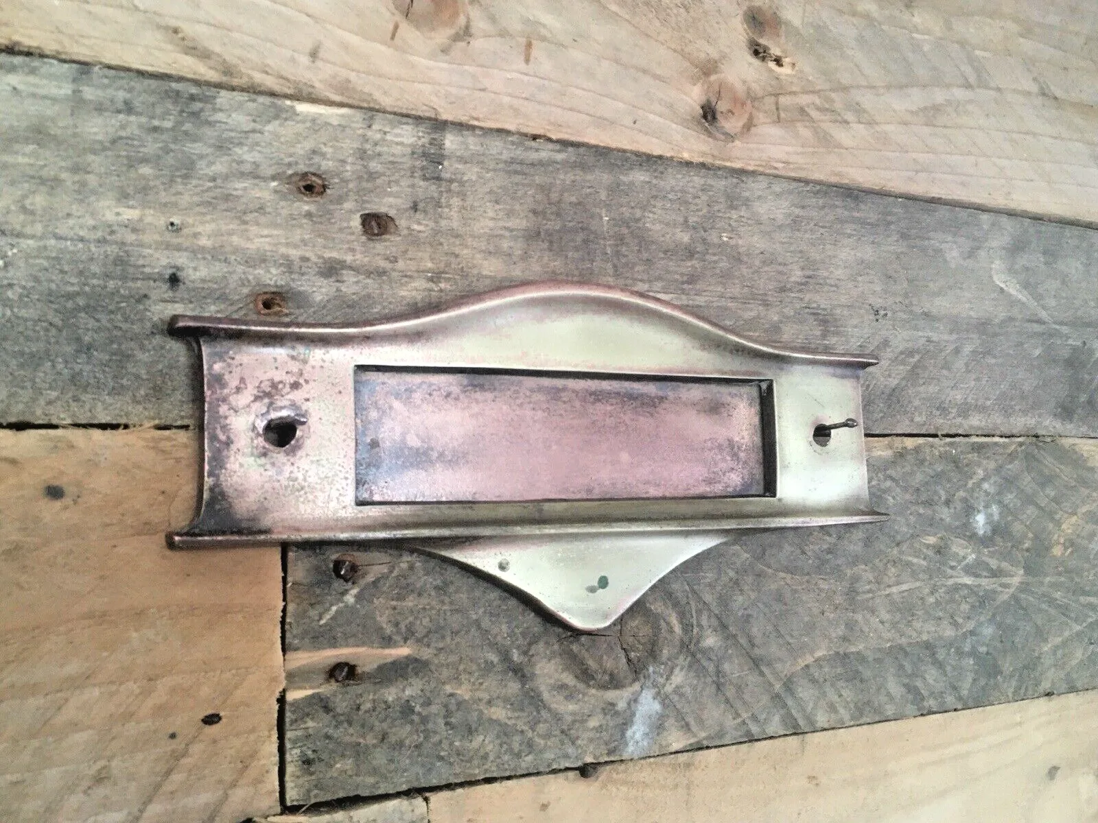 Reclaimed Antique Art Nouveau Bronze Brass Door Letter Box Mail Posting Slot