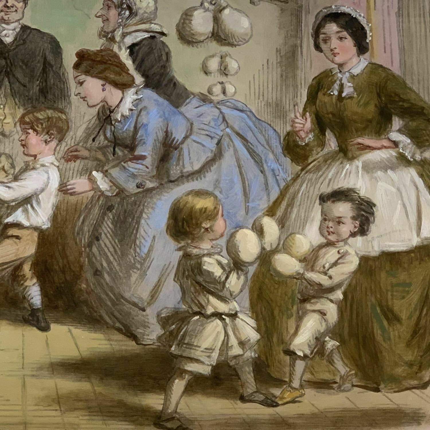 John Leech 19th Century Oil Painting Of Physical Education photo for sale