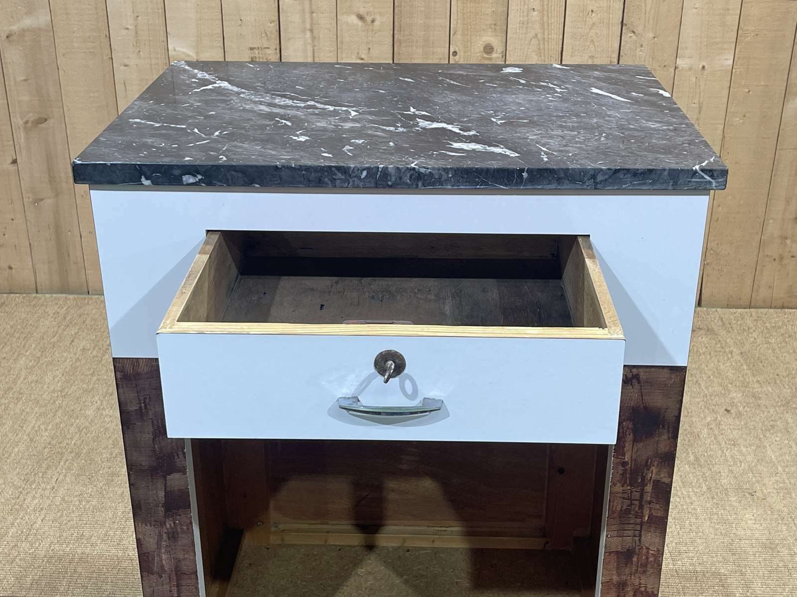 Butcher's Cash Desk In Formica With Black Marble Top, 1950s photo vinterior