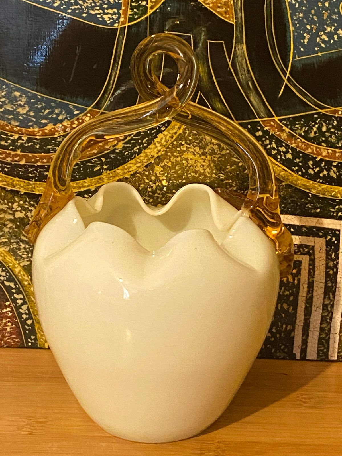 Antique Uranium Glassware Vase, Stevens Williams Uranium Vaseline Glass Basket, Antique Collectible Decor photo Home Decor