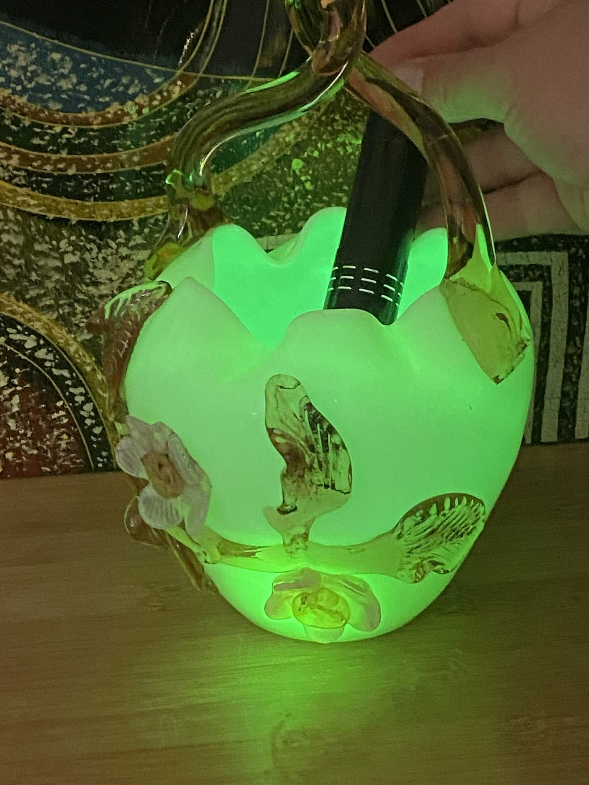 Antique Uranium Glassware Vase, Stevens Williams Uranium Vaseline Glass Basket, Antique Collectible Decor photo vinterior
