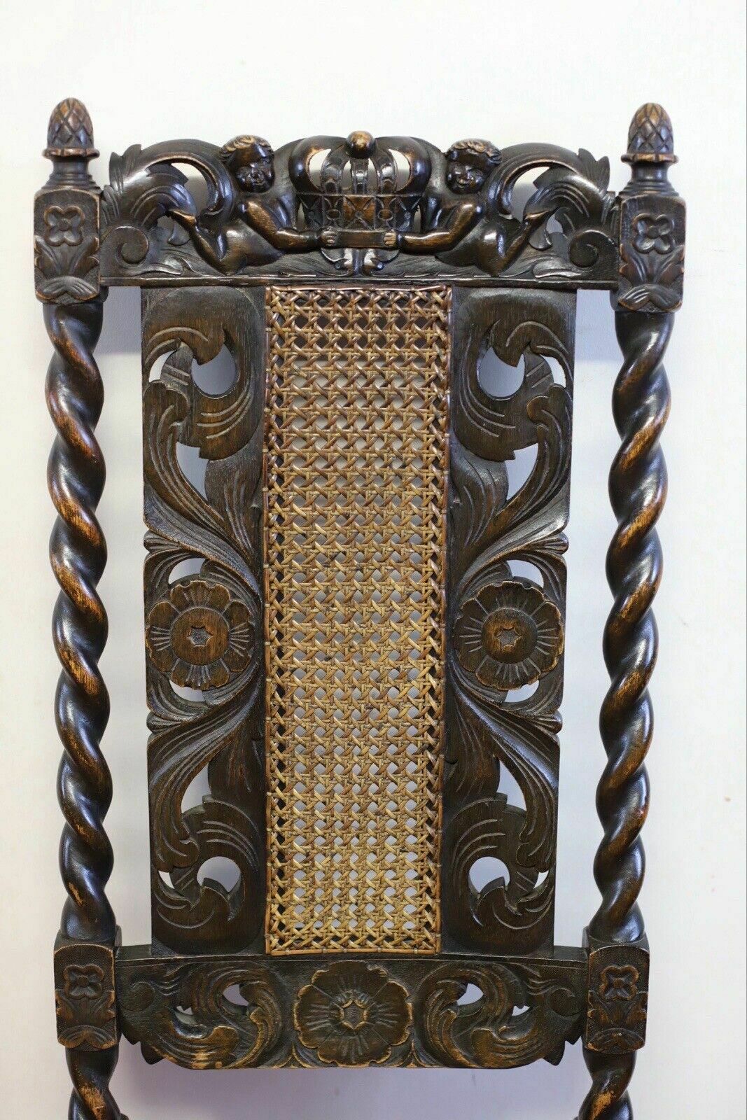 photo for sale Lovely Set Of Six Victorian Carved Oak Carolean Style Dining Chairs