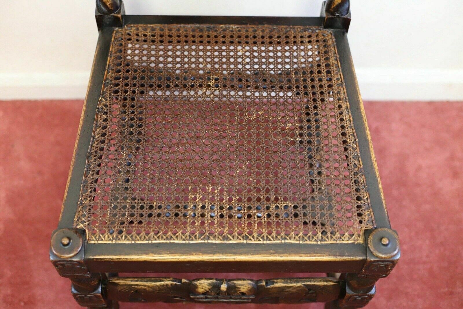 Furniture Lovely Set Of Six Victorian Carved Oak Carolean Style Dining Chairs photo