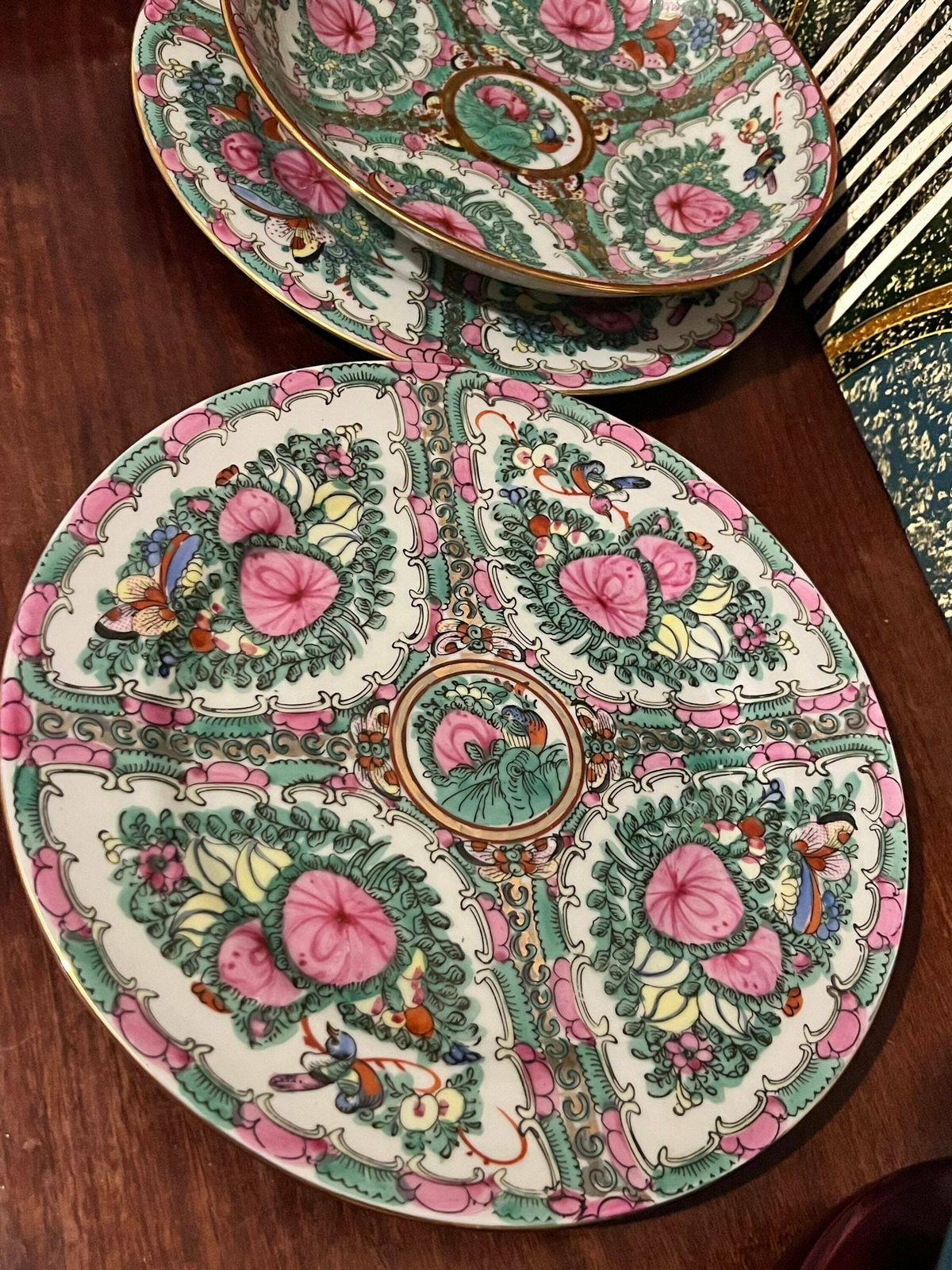 Chinese Canton / Rose Medalion Bowls And Plates , 20th Century, Chinese Chinoiserie Famille Rose Porcelain photo furniture