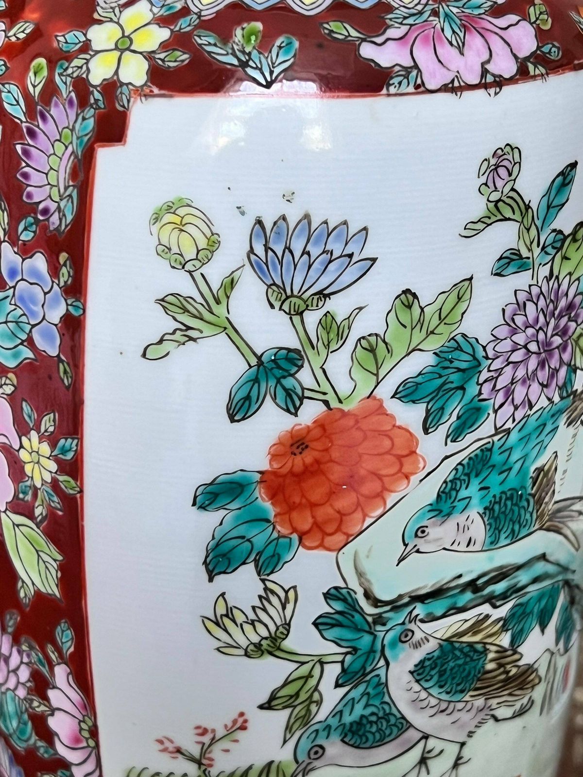 Chinese Famille Rose Vase, China Republic Period Porcelain, Chinese Porcelain Vase With Phoenix Birds , Qianlong Fine Arts Porcelain Bottle photo vinterior