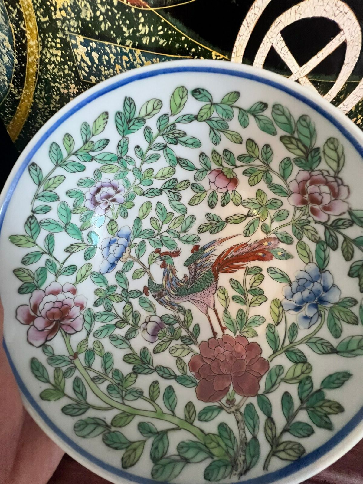 Made In Macau Vintage Chinese Porcelain Famille Rose Bowl, Medallion Center Table Punch Bowl Measures 8.5 Inches In Diameter photo for sale