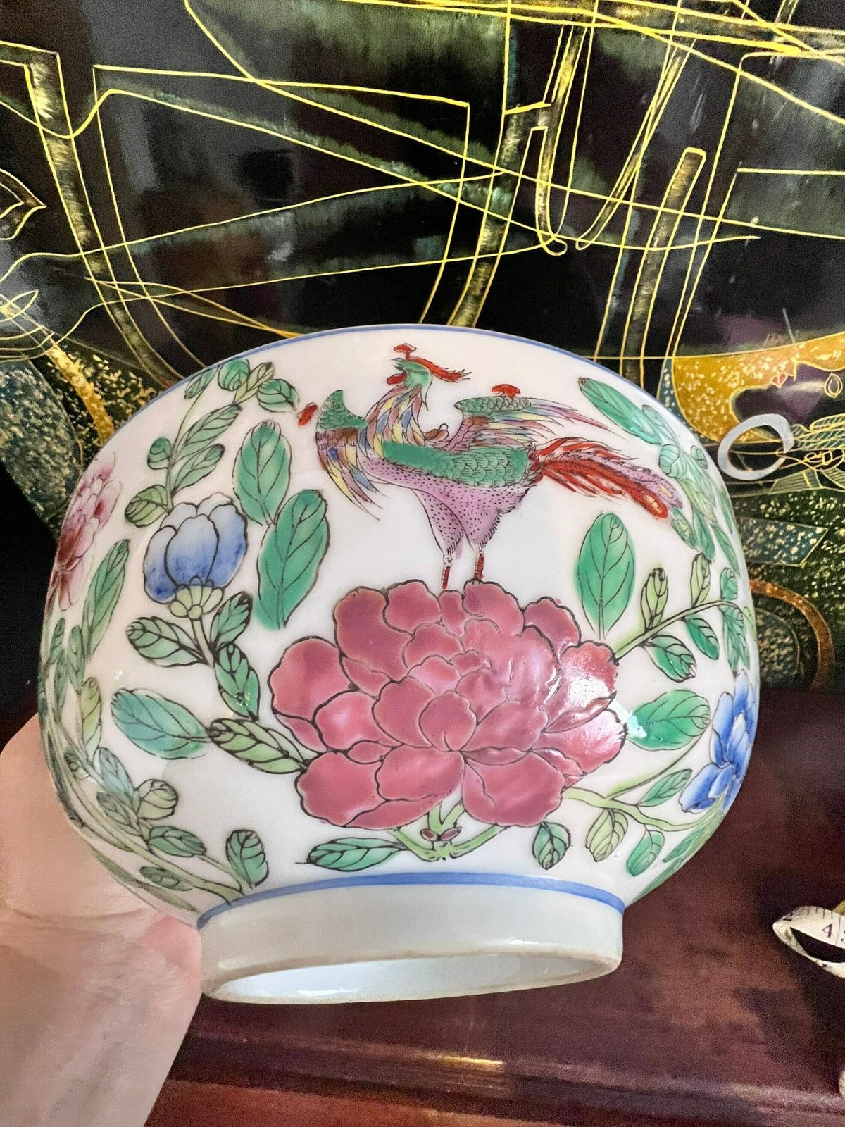 Made In Macau Vintage Chinese Porcelain Famille Rose Bowl, Medallion Center Table Punch Bowl Measures 8.5 Inches In Diameter photo Home Decor