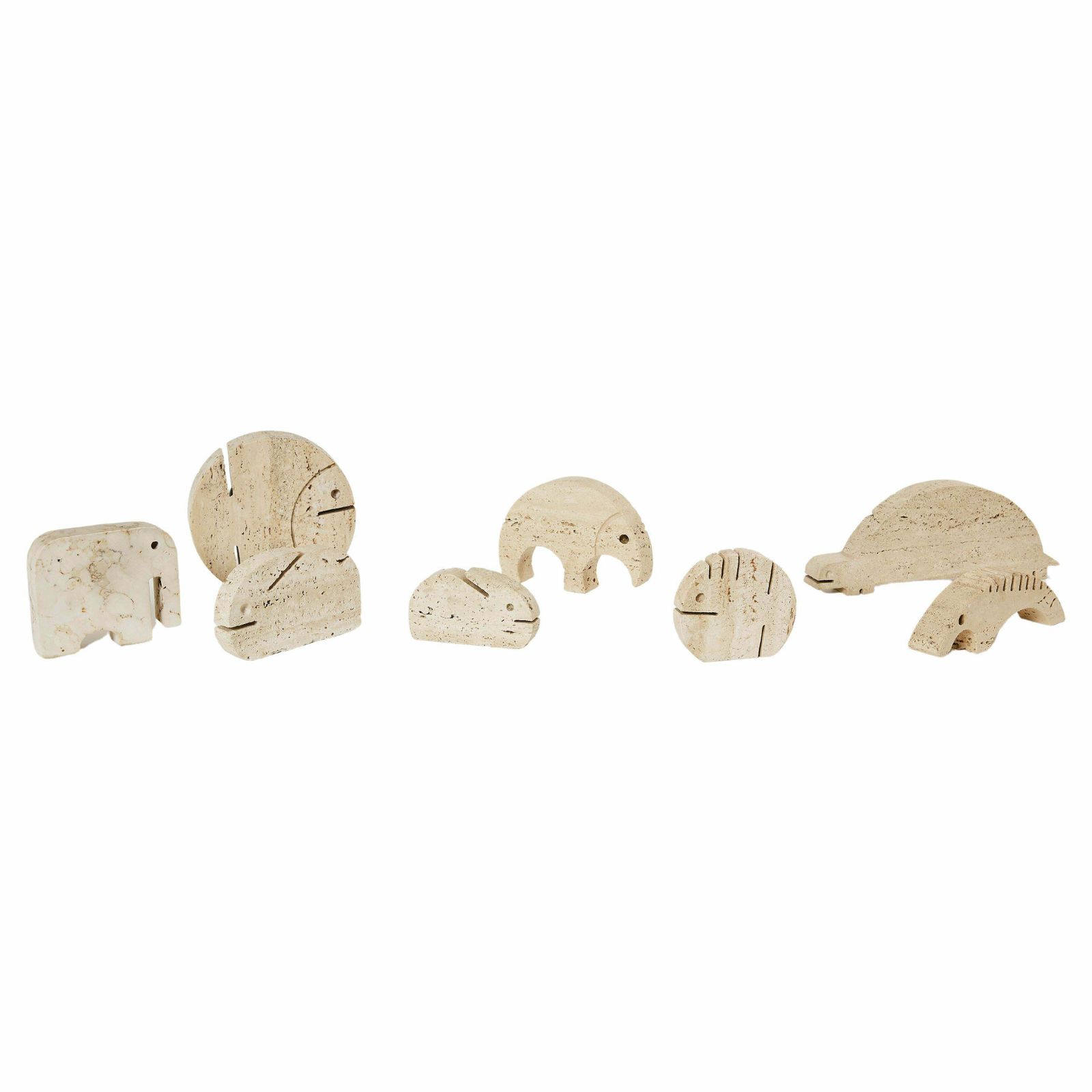 Ensemble de 8 sculptures animalières en travertin Fratelli Mannelli, 1970 photo furniture