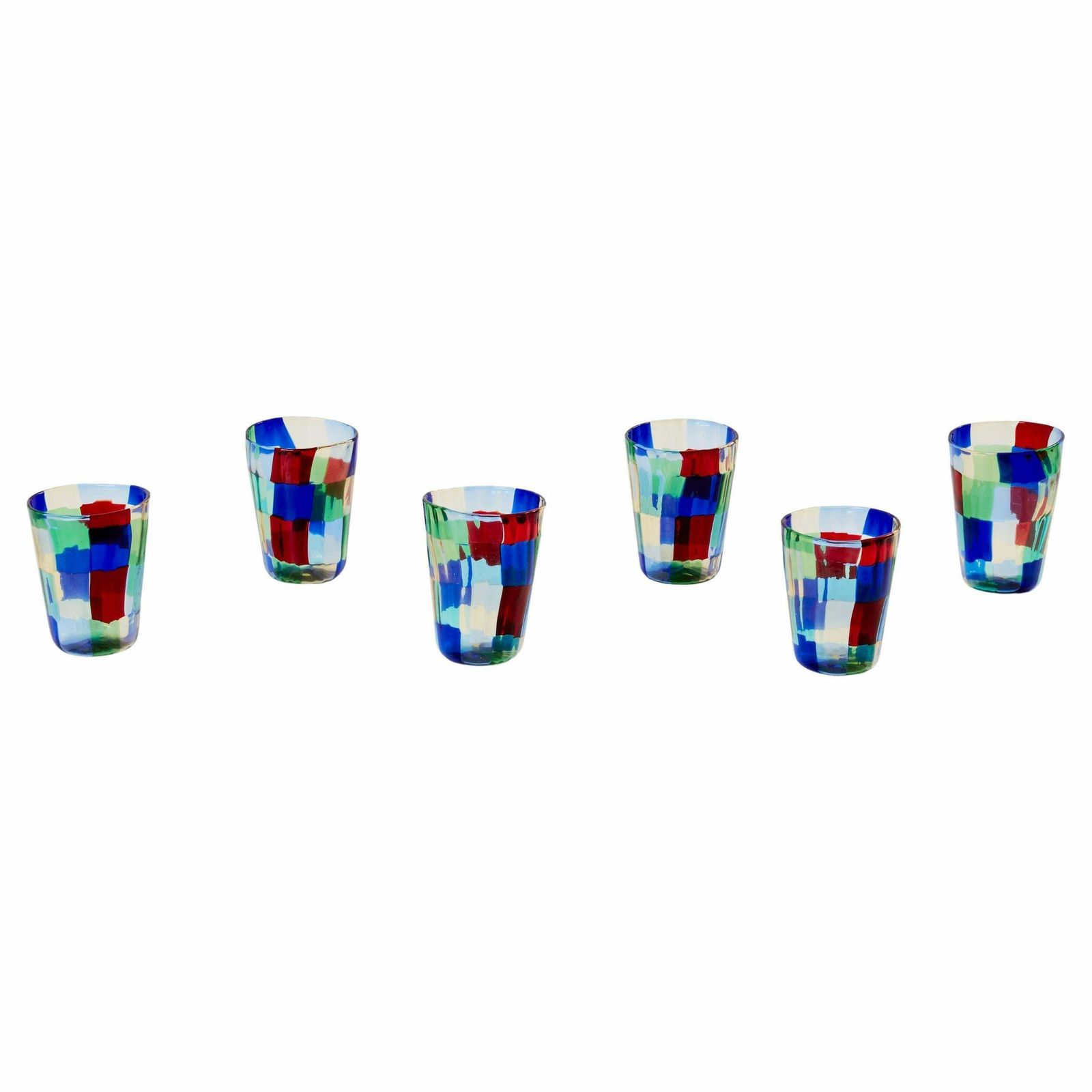 Ensemble de 6 verres en verre de Murano, Italie, années 1980