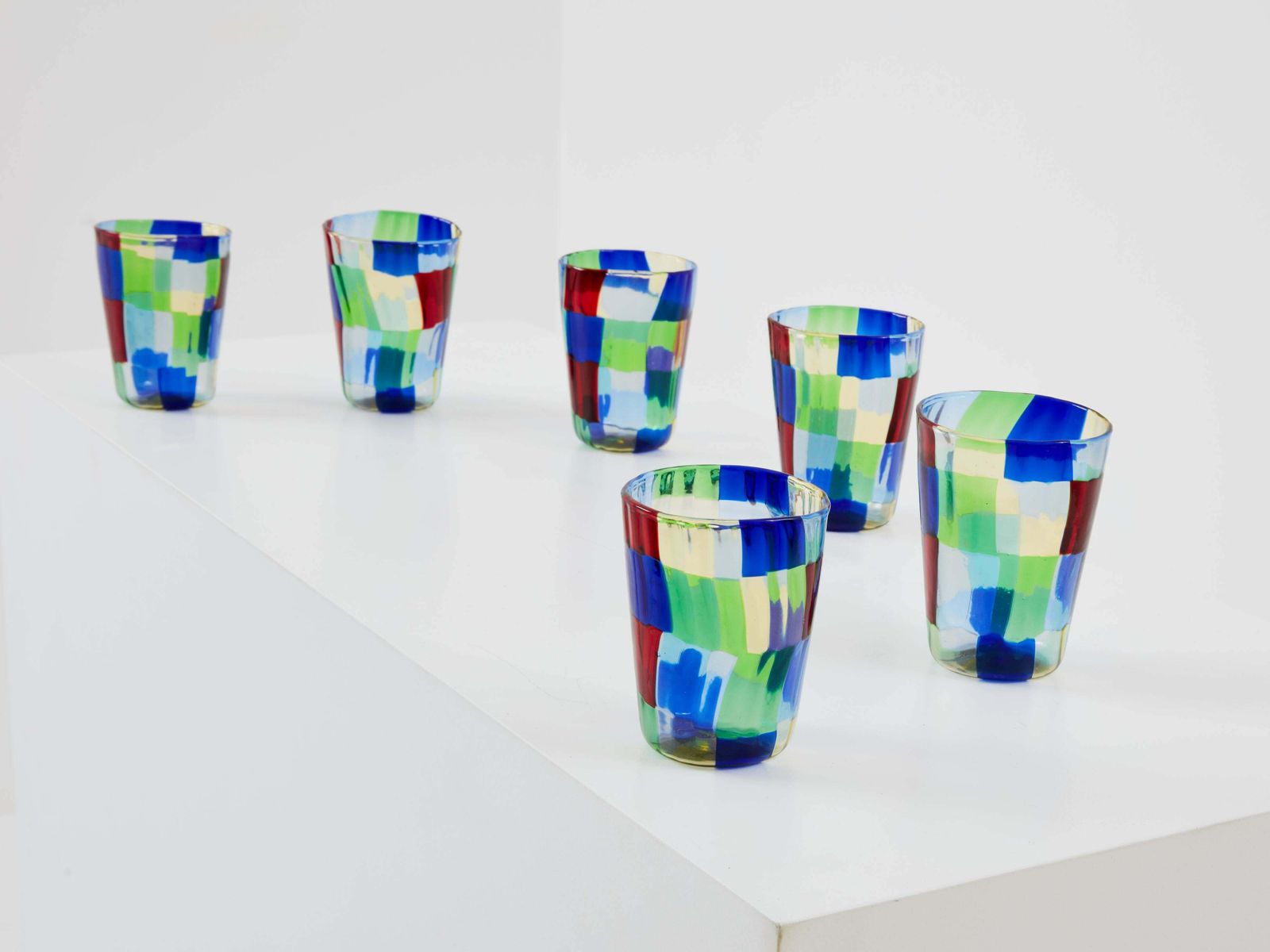 photo for sale Ensemble de 6 verres en verre de Murano, Italie, années 1980