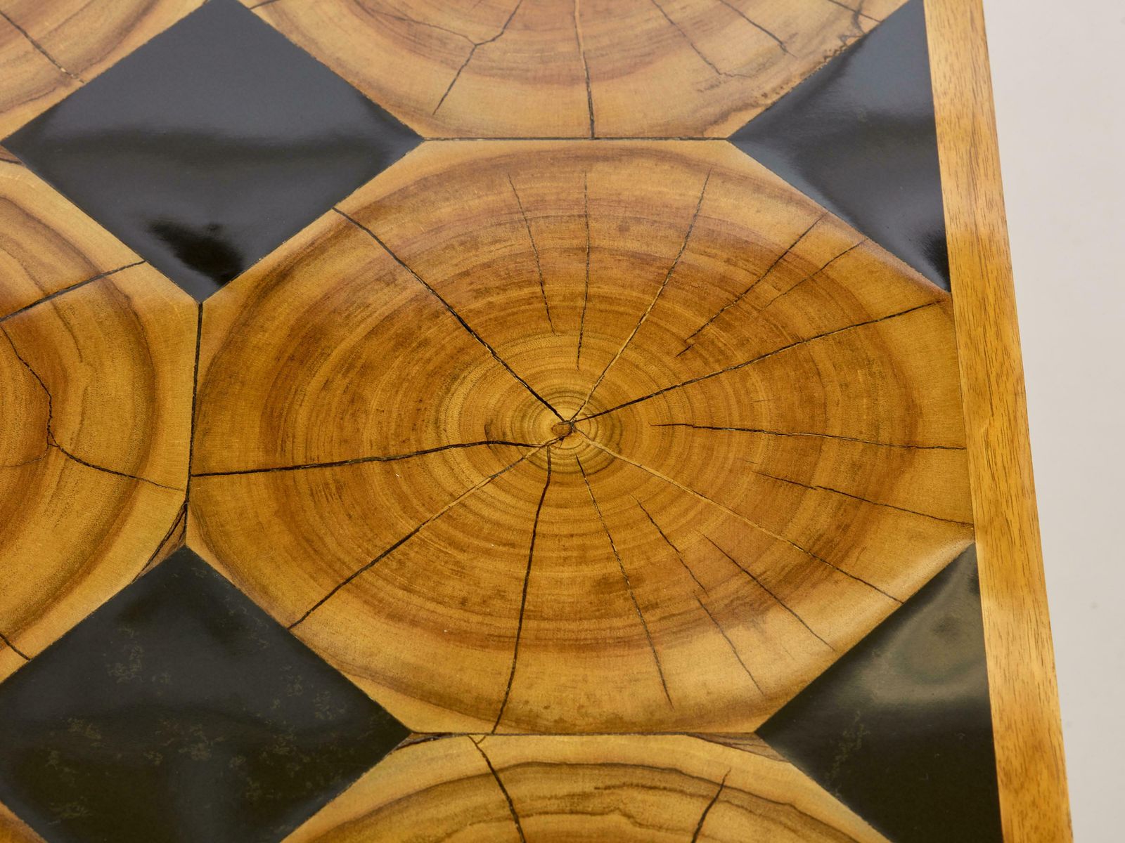 Grande table basse française en chêne massif, plateau en bois pétrifié et ardoise, 1960 photo vintage