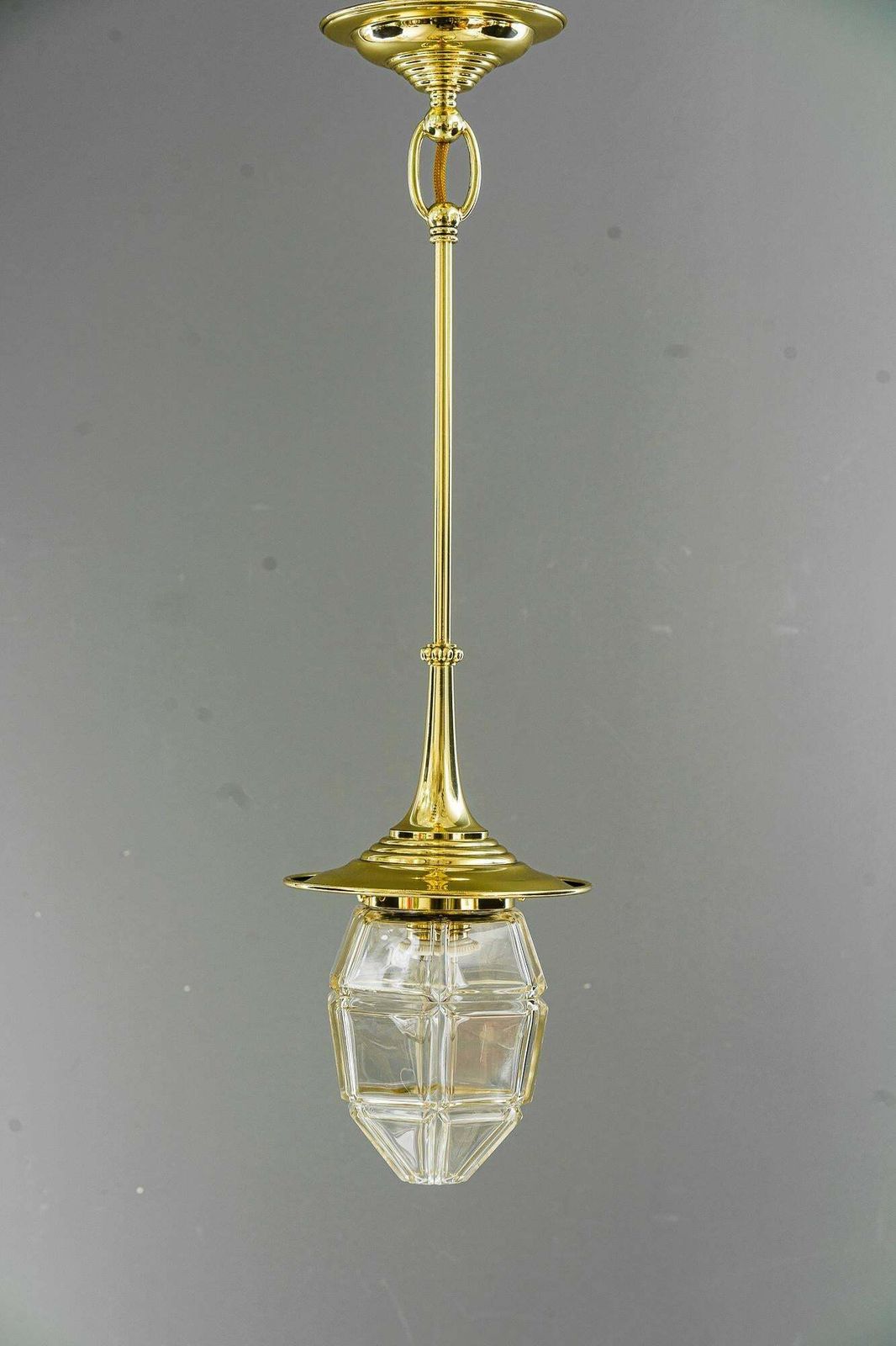 Art Deco Hanging Lamp With Original Antique Cut Glass Sahde Vienna Around 1920s photo furniture