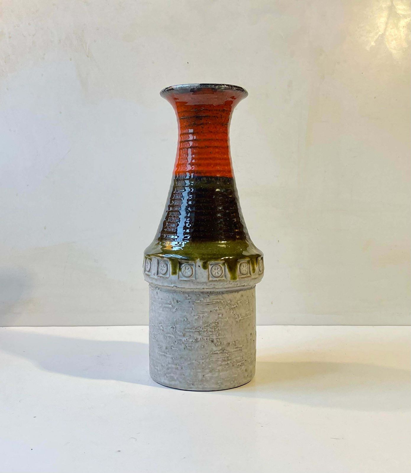 Glazed Italian Chamotte Stoneware Vase Attributed To Aldo Londi For Bitossi photo furniture
