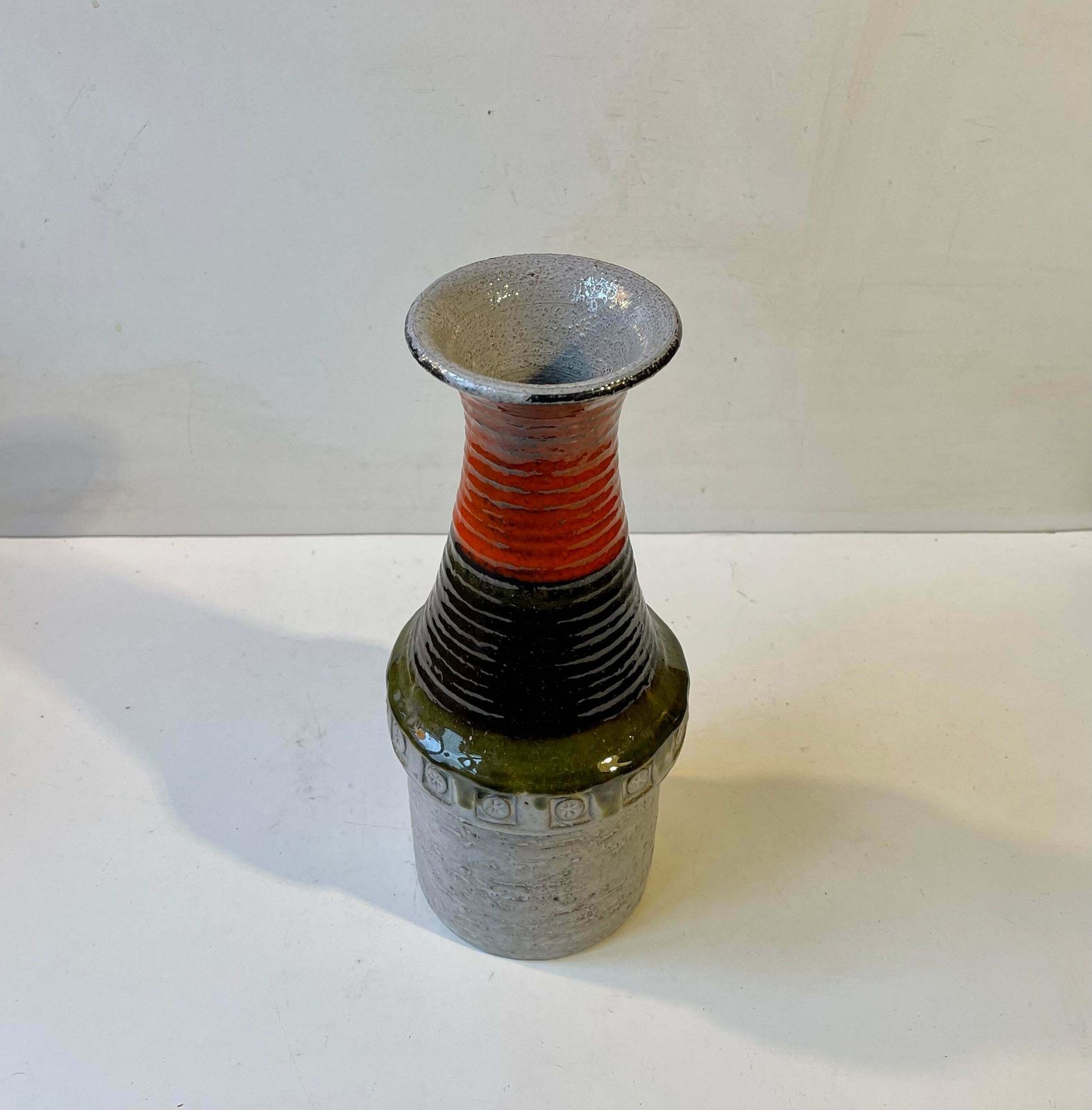 Glazed Italian Chamotte Stoneware Vase Attributed To Aldo Londi For Bitossi photo for sale
