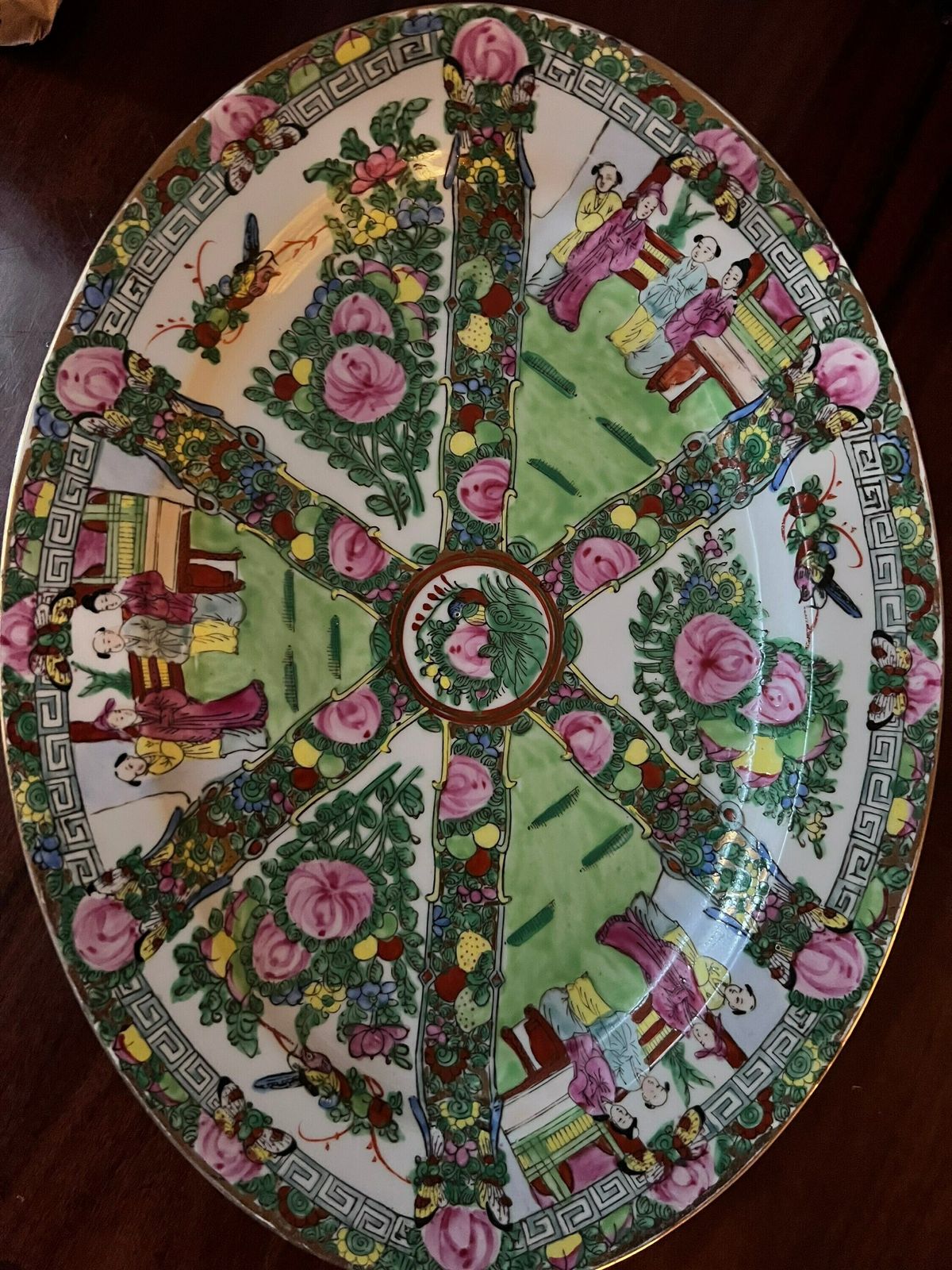 Two Chinese Porcelain Medallion Large Platters, Chinese Famille Rose Oval Platter photo buy