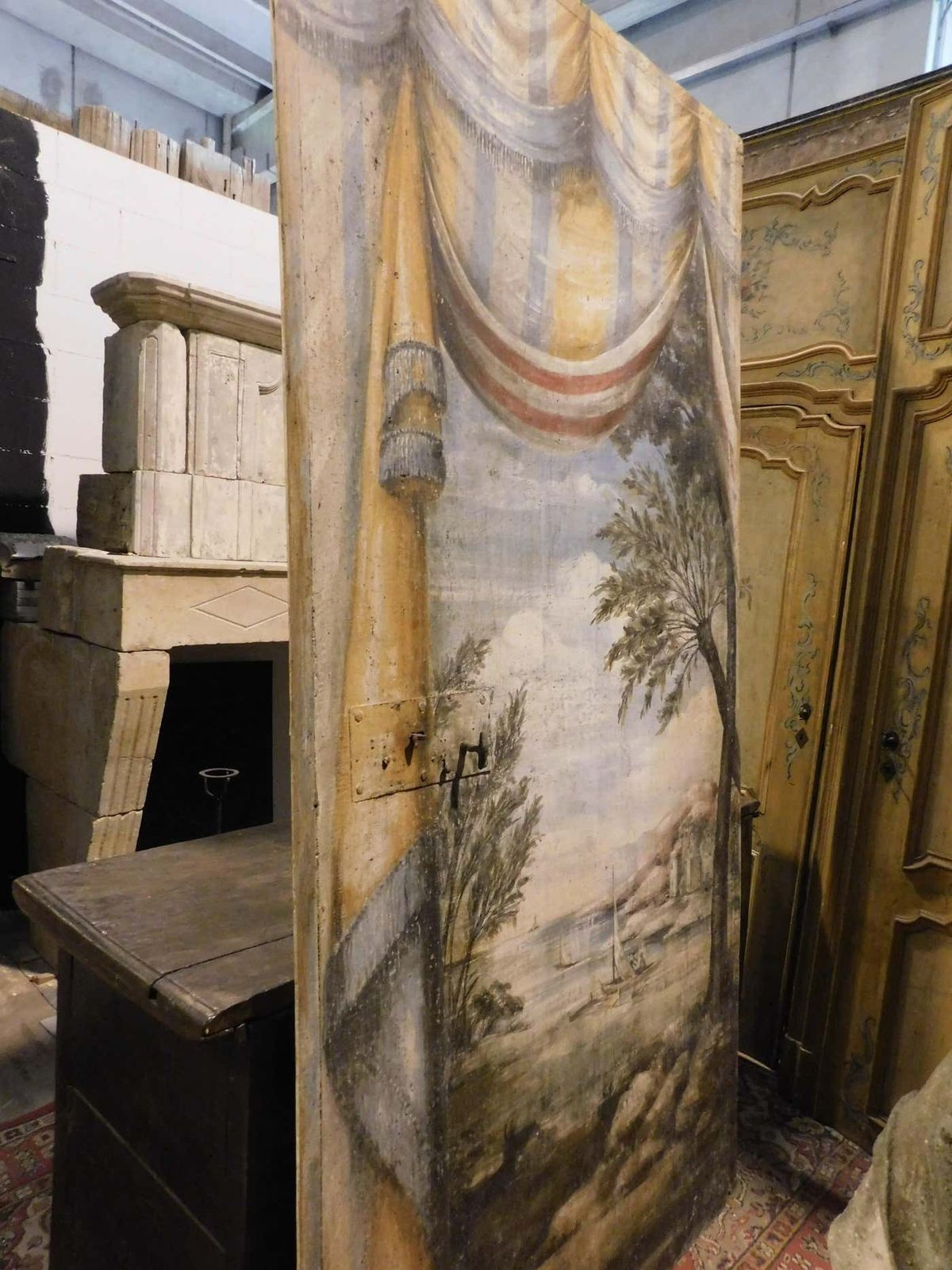 N.2 Antique Wooden Doors, Richly Painted Double Sided Different Theme, Italy photo Home Fixtures