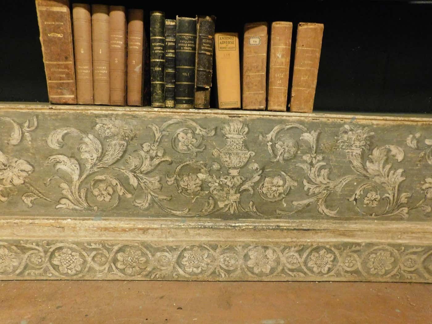 Antique Library Bookcase, Built With Painted And Sculpted Portal, Florence Italy photo 15744.0