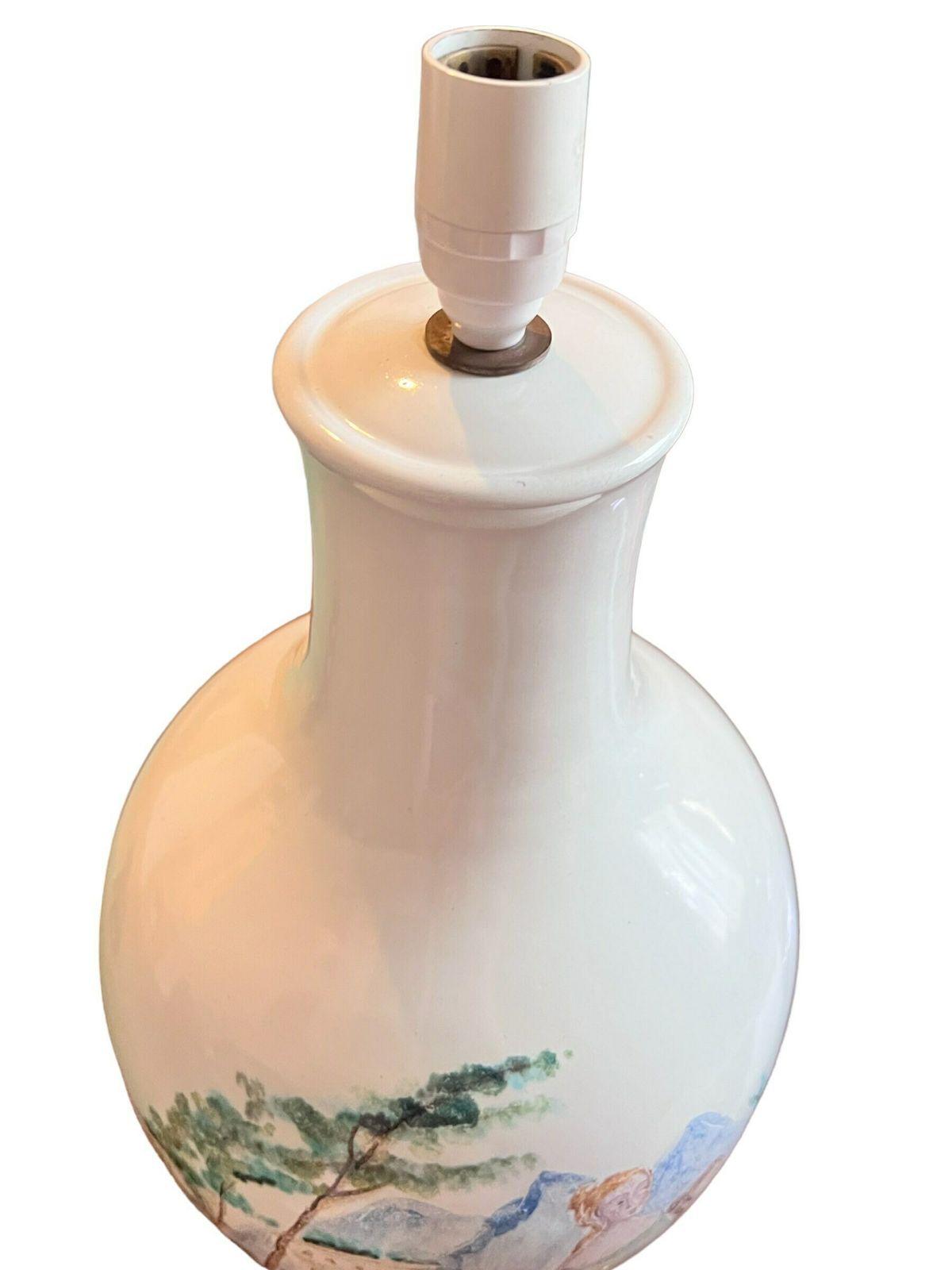 Rare Find Marcello Fantoni Lampbase, Italy, Circa 1958.Large Fantoni Ceramic Hand Painted Table Side Lamp photo vinterior