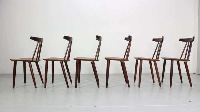 photo for sale Poul Volther Set Of 6 Dinning Room Chairs "3705" For Fremel Røjle, Denmark, 1960