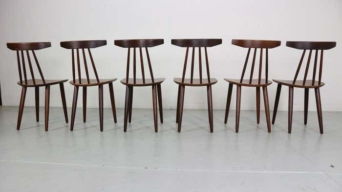 Furniture Poul Volther Set Of 6 Dinning Room Chairs "3705" For Fremel Røjle, Denmark, 1960 photo