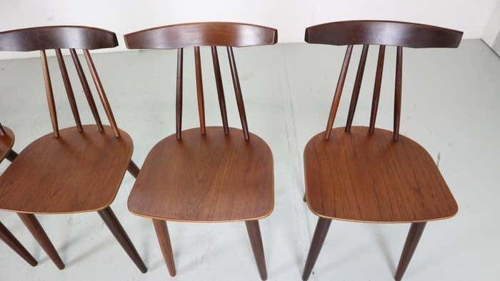 photo vintage Poul Volther Set Of 6 Dinning Room Chairs "3705" For Fremel Røjle, Denmark, 1960
