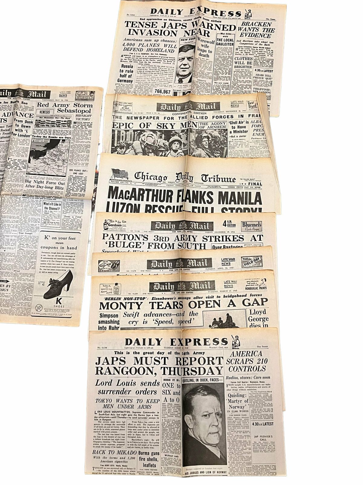 British "Daily Express" Images Of War, Newspaper 1944 / 1945, Images Of War, 1990s The Real Story Of All The War Two Magazines photo for sale
