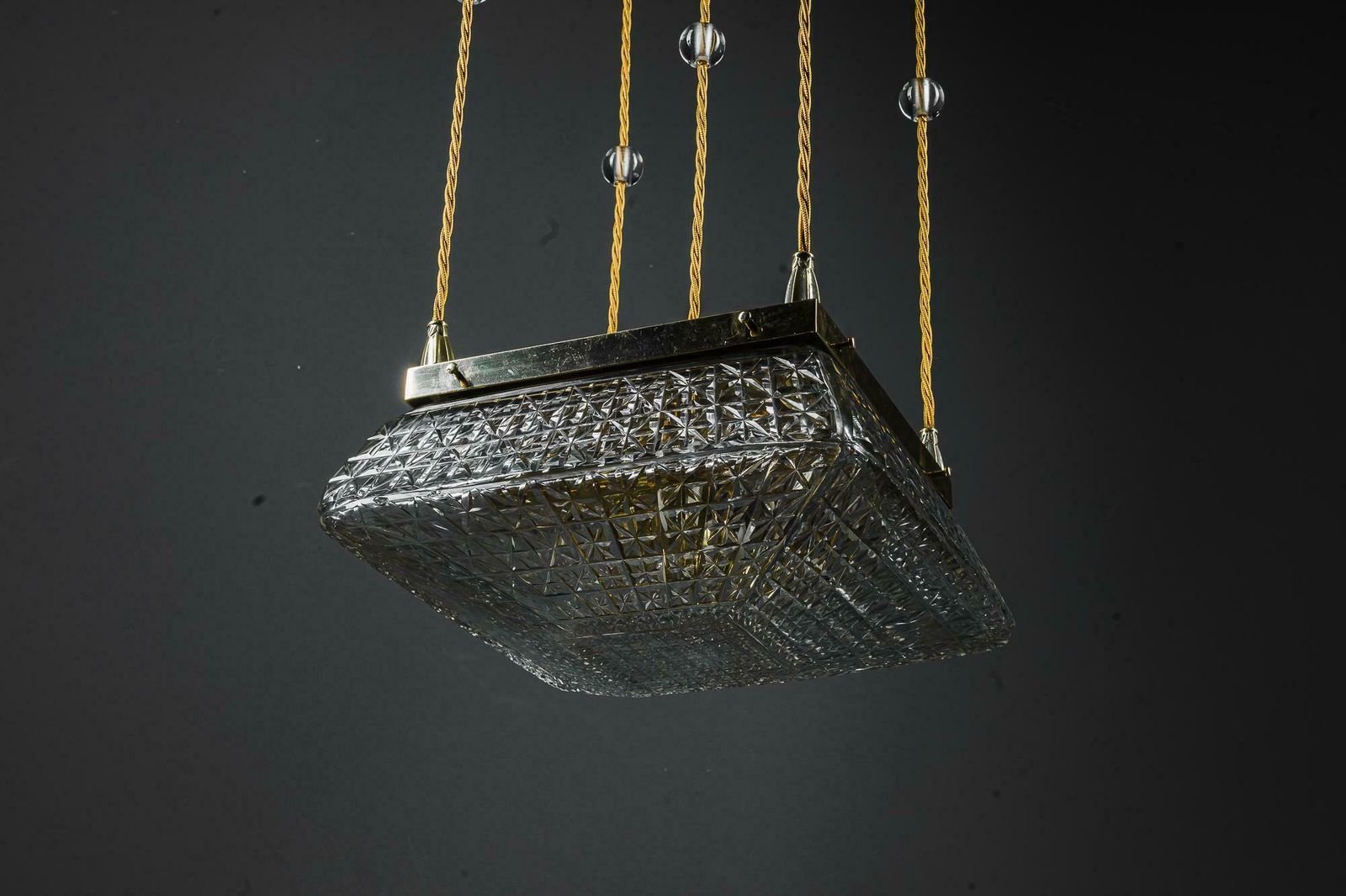 2 Art Deco Pendants With Cut Glass Shades Vienna Around 1920s photo for sale