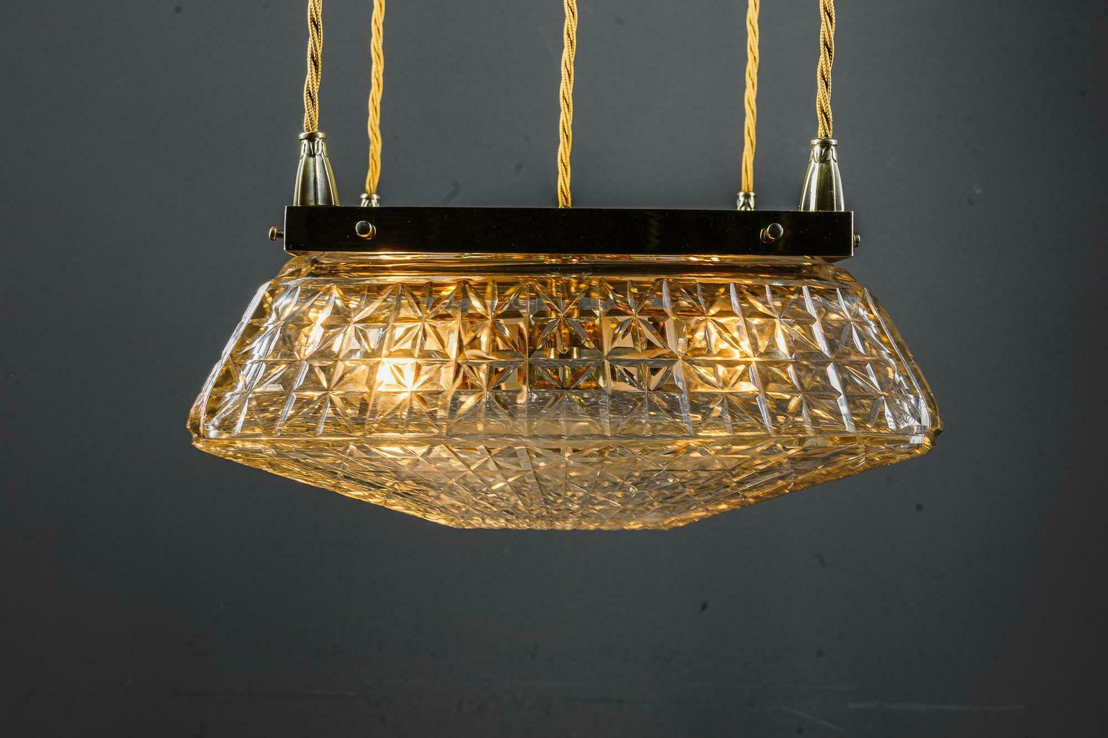 photo furniture 2 Art Deco Pendants With Cut Glass Shades Vienna Around 1920s