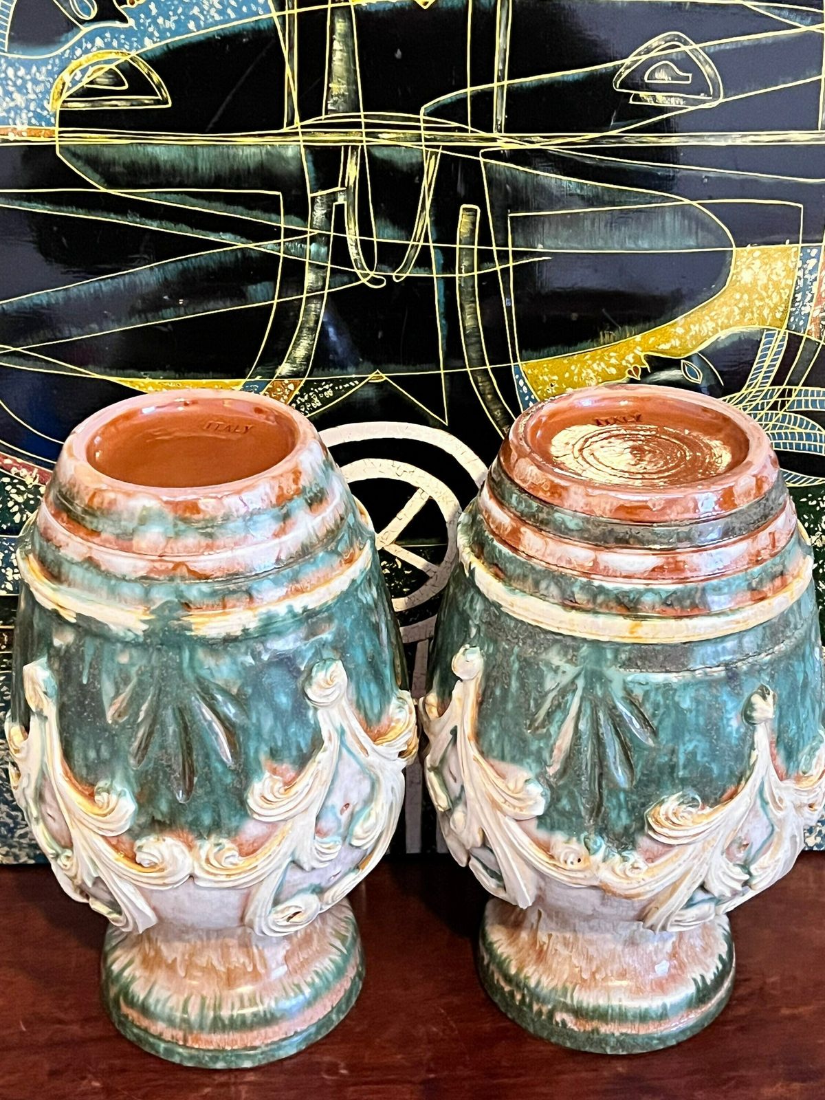 Pair Of Alvino Bagni Raymor Vases, Raymor Attributed Midcentury Italian Art Pottery Vases photo vinterior