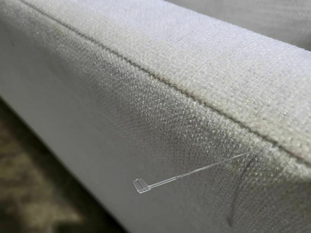 Sofa 2 Seat Feather Cushions Castors Curved Sides Oatmeal White Fabric photo buy