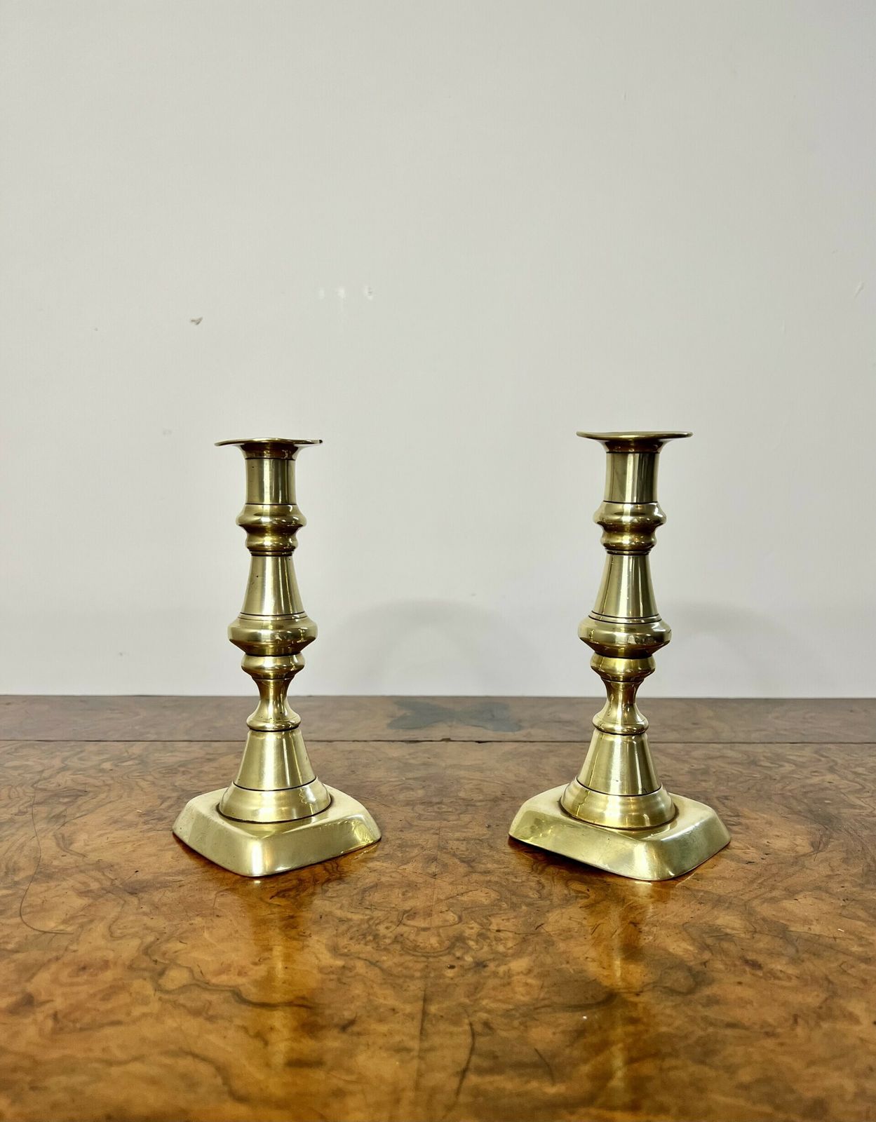 Lovely Pair Of Antique Brass Candlesticks photo for sale