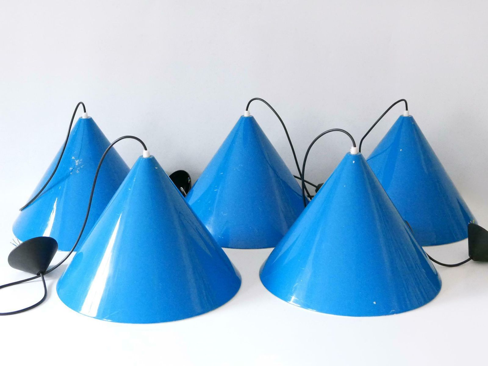 photo for sale Large Mid Century Modern Billard Pendant Lamps By Louis Poulsen Denmark 1960s