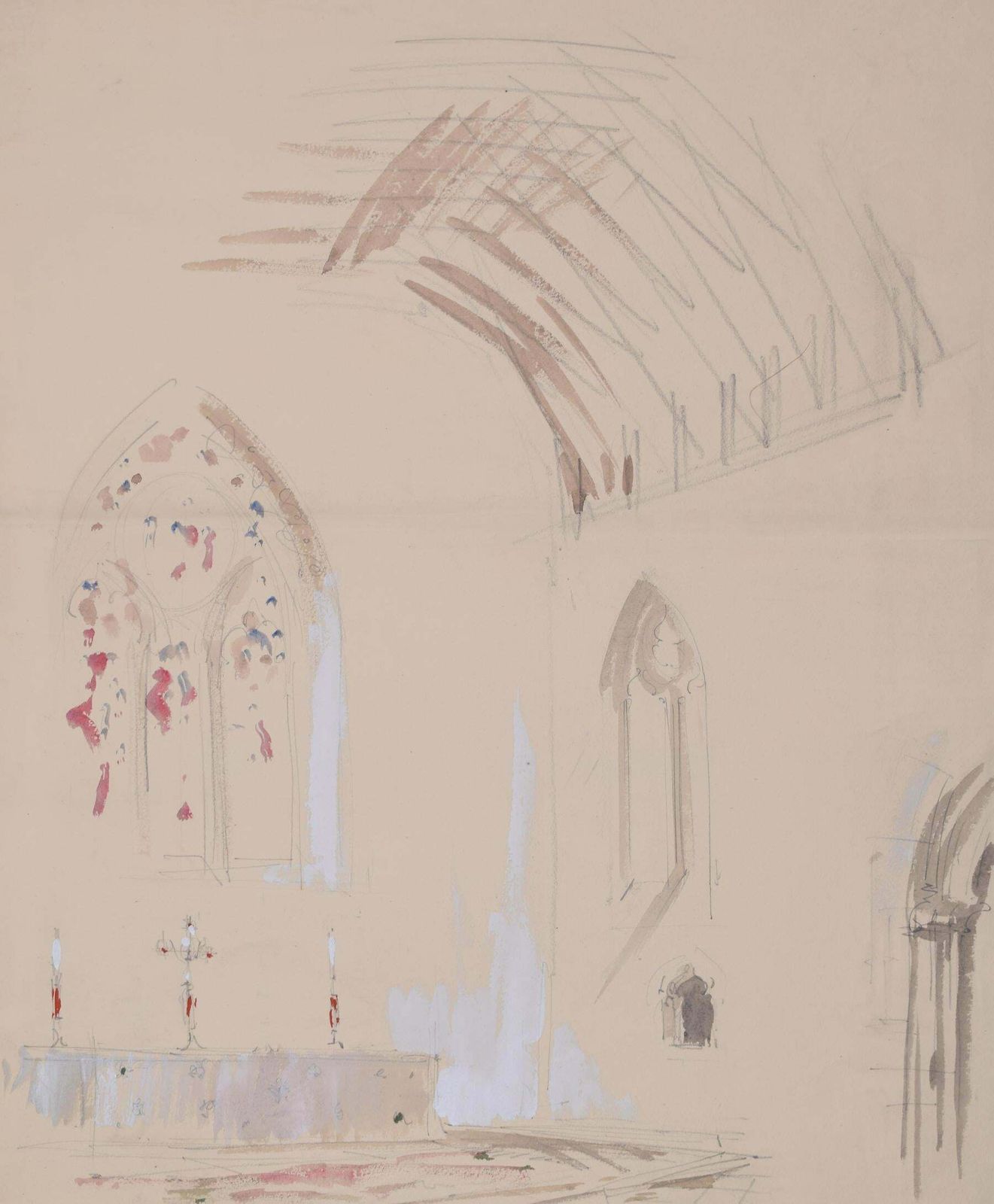 Louis Osman Shere Church Altar And Ornaments Watercolour By Louis Osman Friba