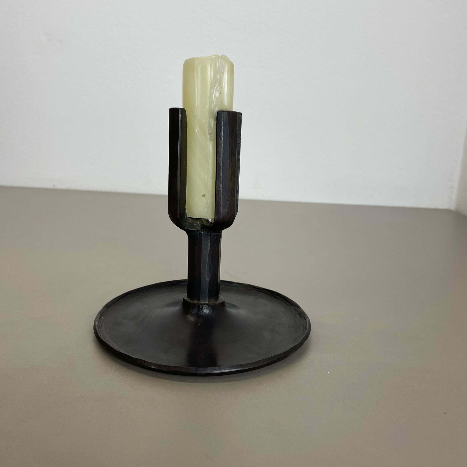 Unique 1.3kg Brutalist Bronze Candleholder By Manfred Bergmeister, Germany 1970s photo furniture