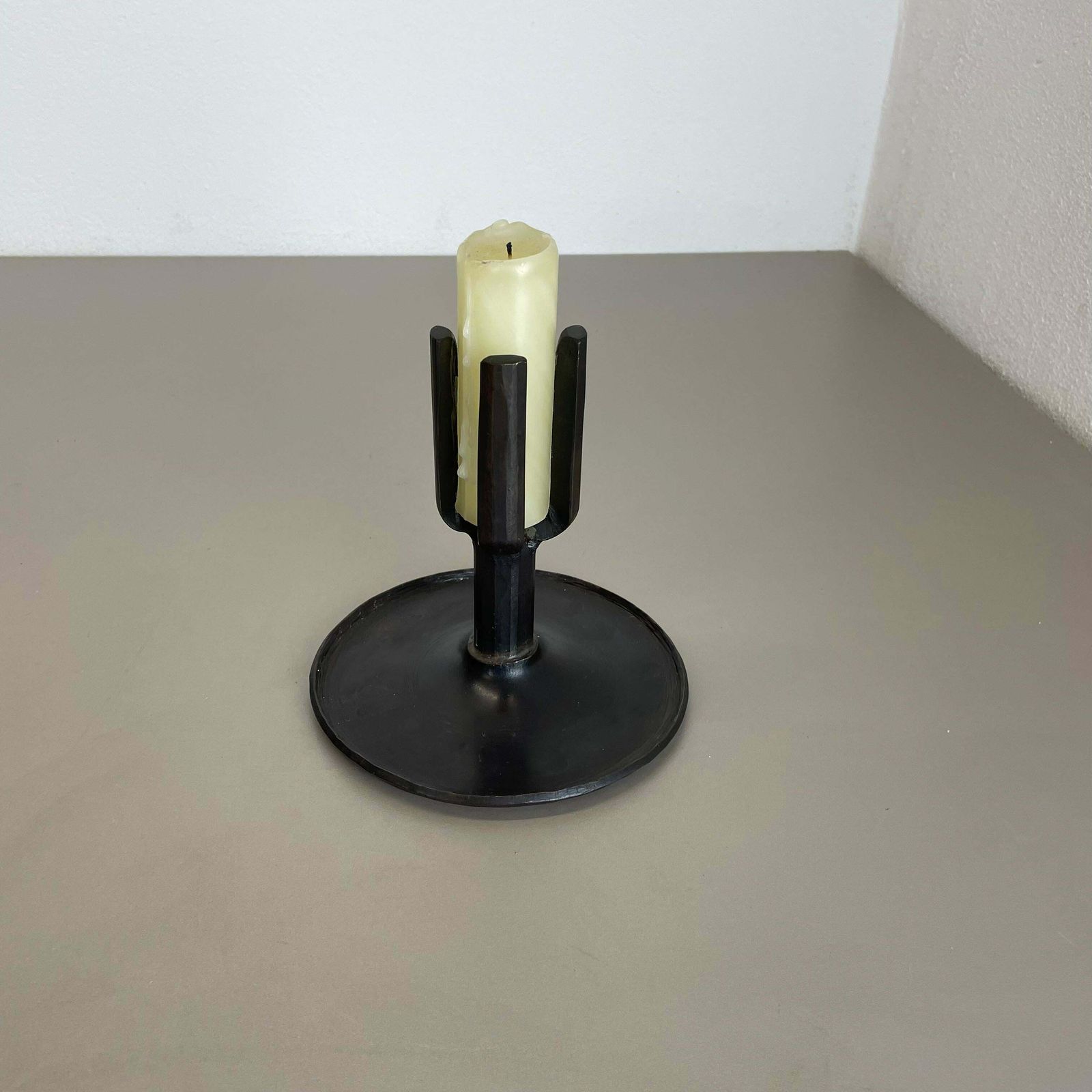 Unique 1.3kg Brutalist Bronze Candleholder By Manfred Bergmeister, Germany 1970s photo Home Decor