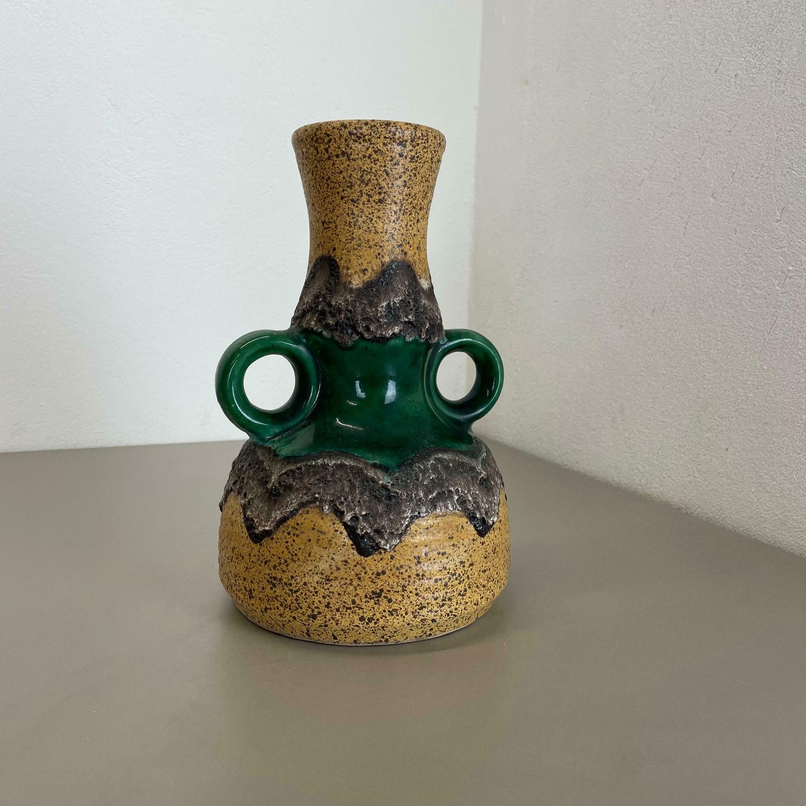 Rare Green Brutalist Fat Lava Ceramic Vases By Dümler And Breiden Germany, 1970s photo for sale
