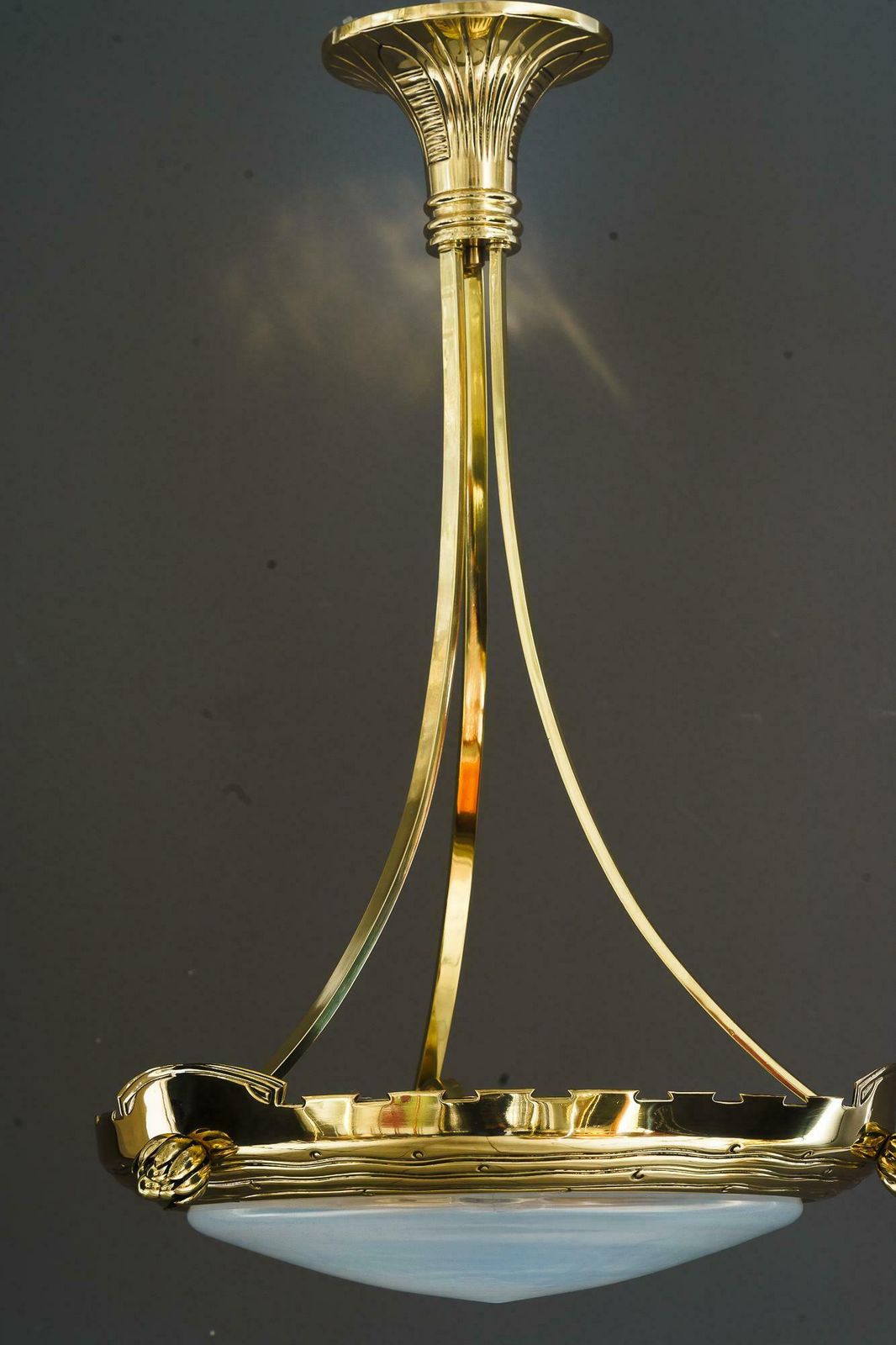 Art Deco Pendant With Palme Koenig Opaline Glass Shade Vienna Around 1920s photo for sale