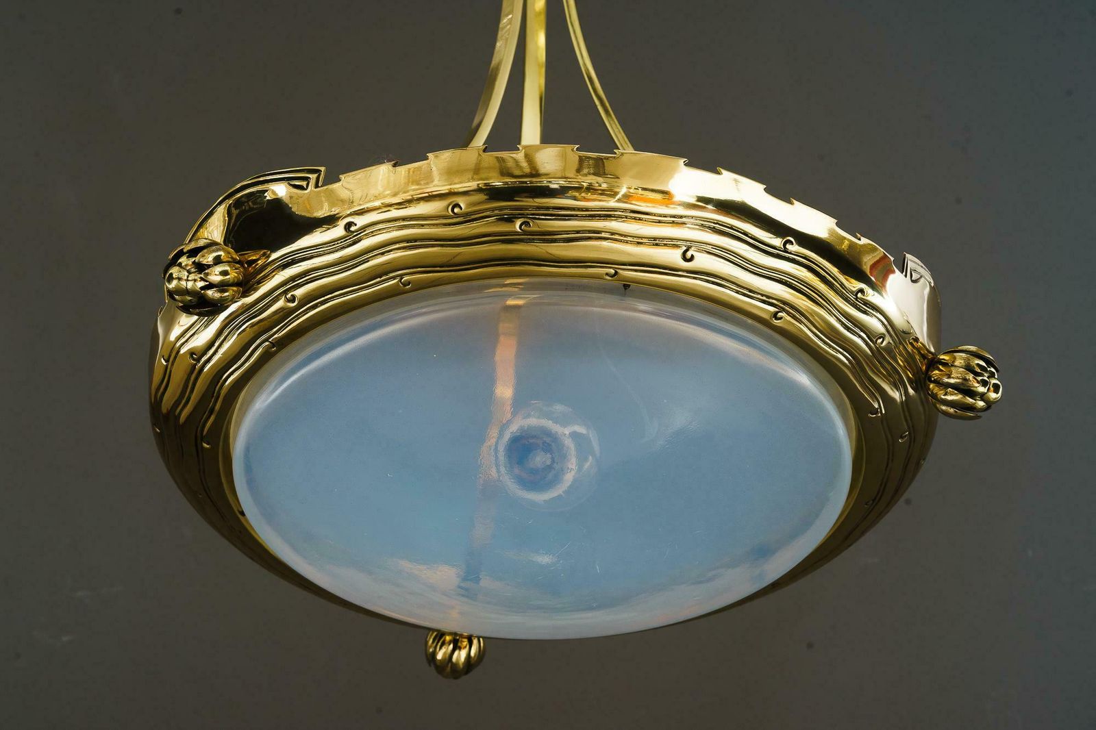 photo furniture Art Deco Pendant With Palme Koenig Opaline Glass Shade Vienna Around 1920s